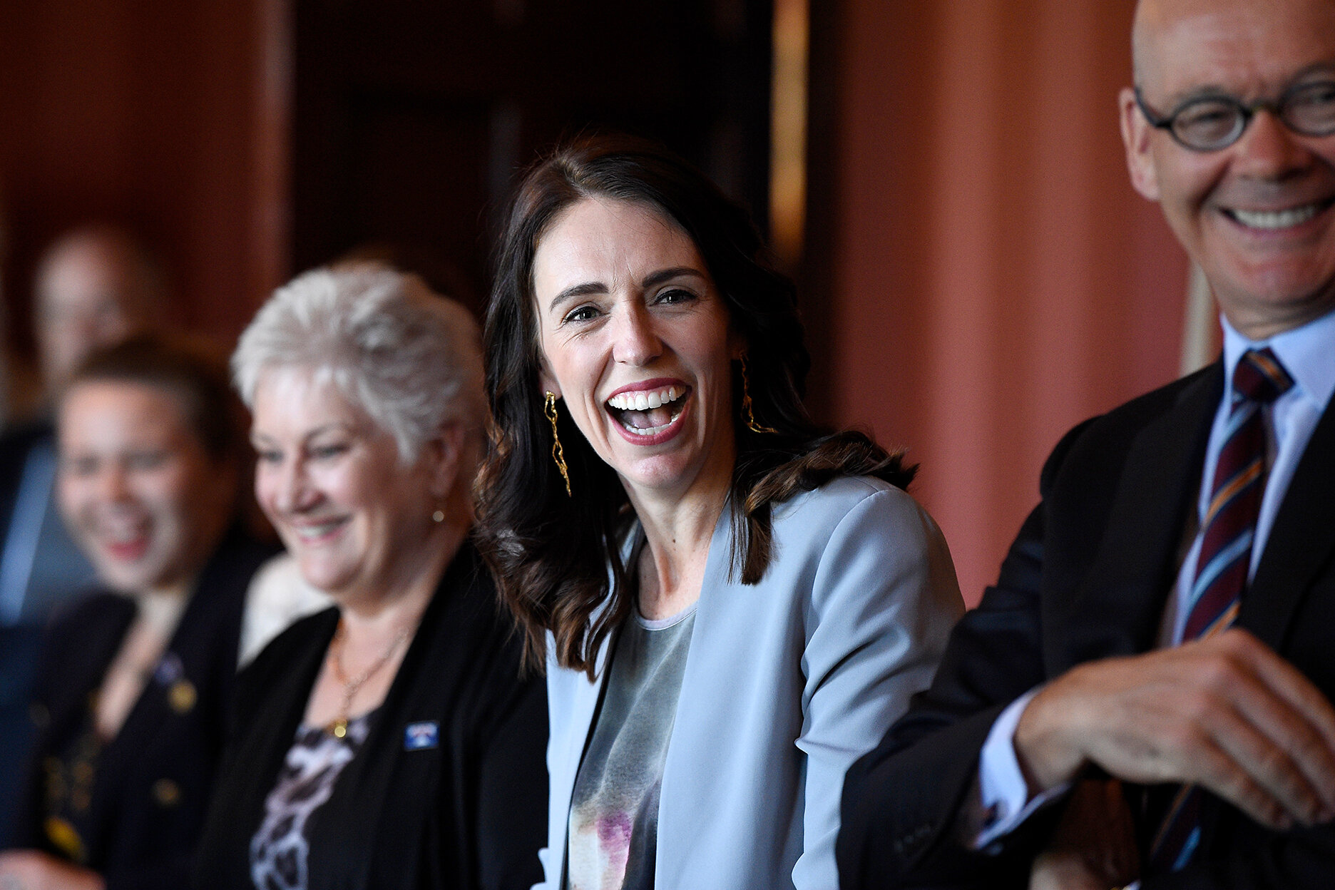  New Zealand Prime Minister Jacinda Ardern (centre) is seen during a meeting with Australian Prime Minister Scott Morrison at Admiralty House in Sydney, Friday, February 28, 2020. (AAP Image) 