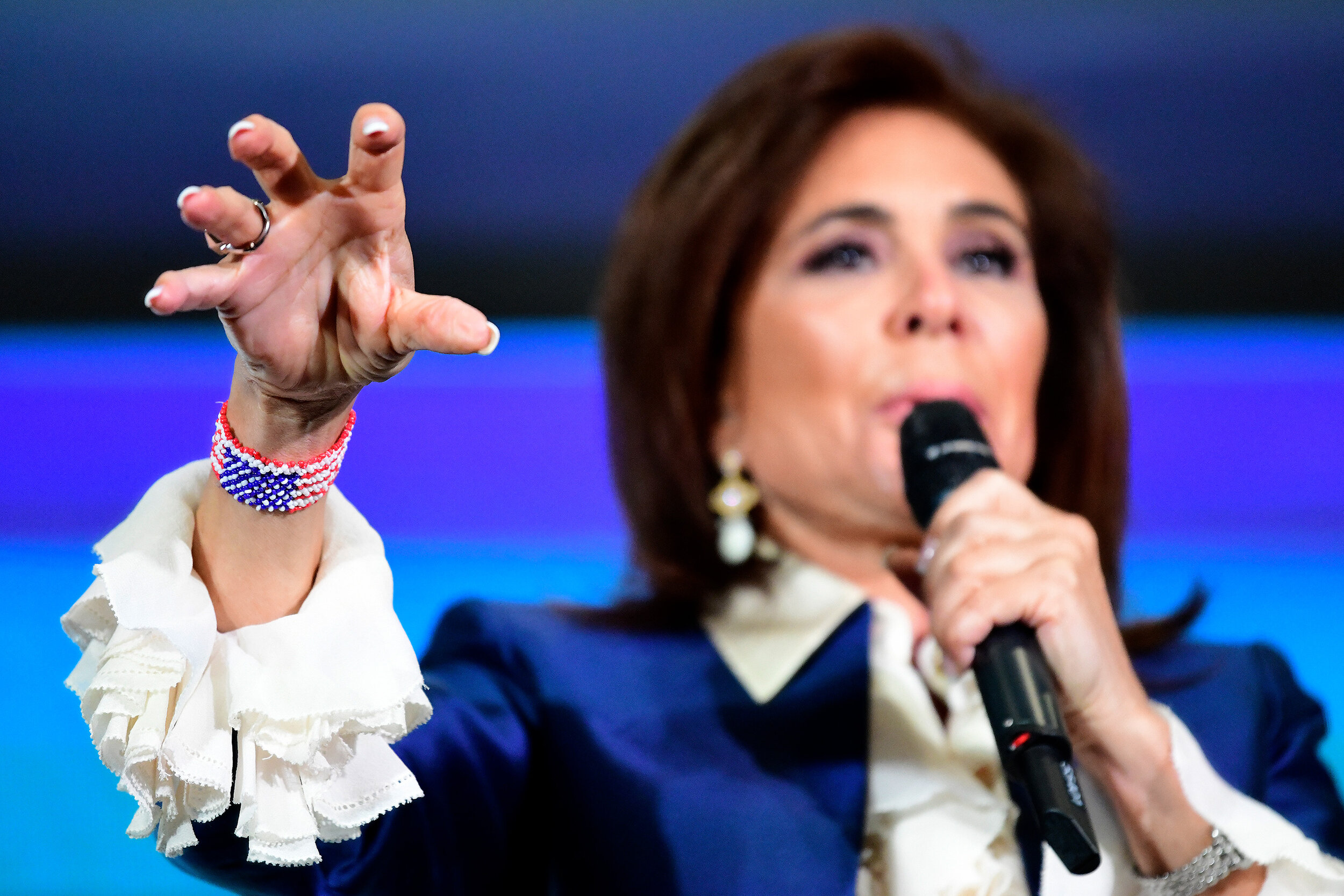  US Fox News Host and author Judge Jeanine Pirro addresses the Conservative Political Action Conference (CPAC) in Sydney, Friday, August 9, 2019. CAPC is being held in Australia for the first time. (AAP Image) 