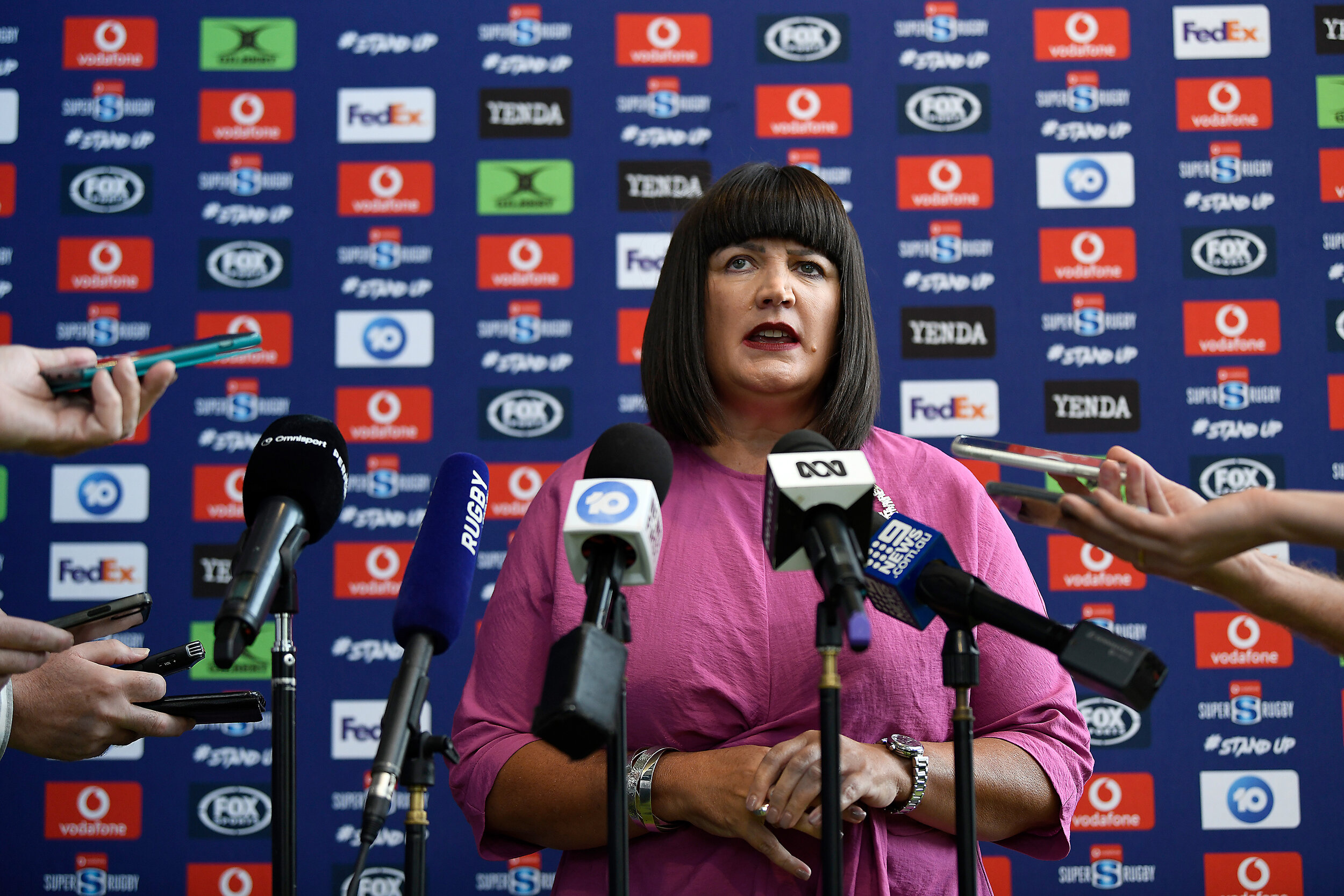  Rugby Australia CEO Raelene Castle speaks to the media during a press conference for the 2020 Vodafone Super Rugby Launch at Rugby Australia headquarters in Sydney, Thursday, January 23, 2020. (AAP Image) 