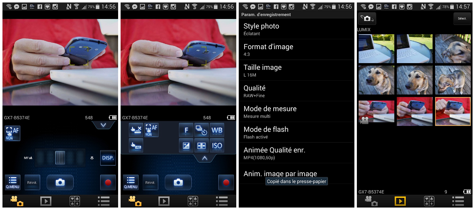 Panasonic Imaging Software on an Android Phone