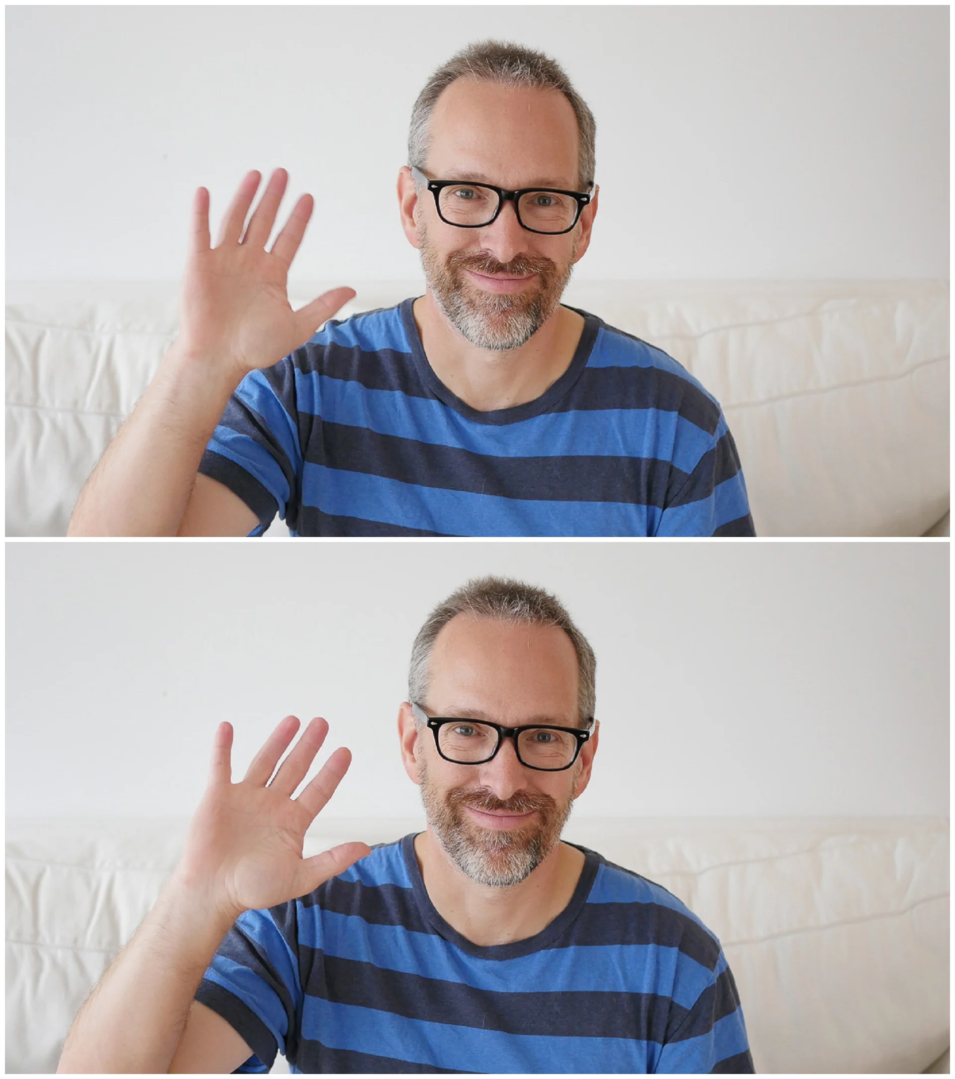 The upper photo is the one done in camera and the lower one is the frame grab in Lightroom