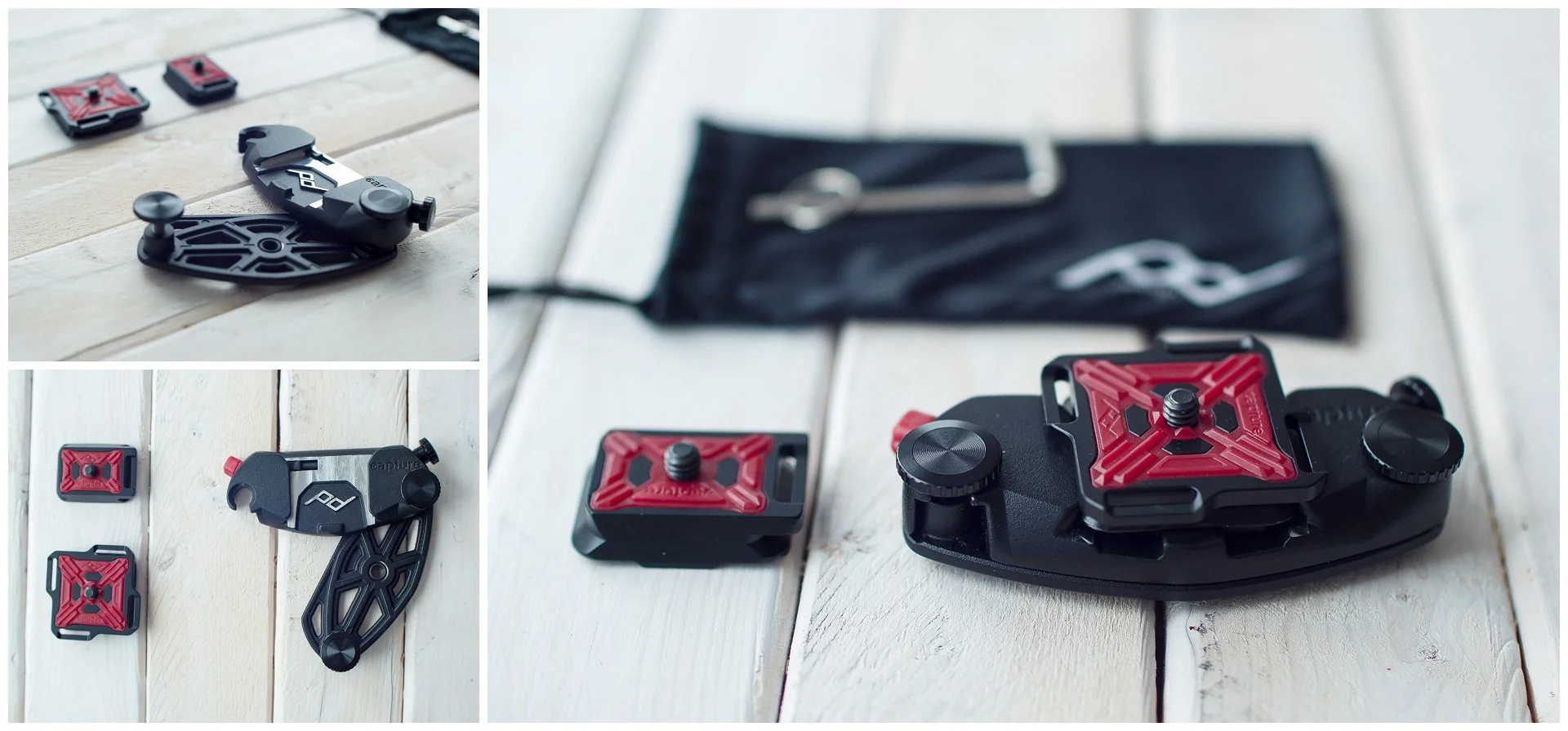 Peak Design's CapturePRO camera clip with an additional microplate.