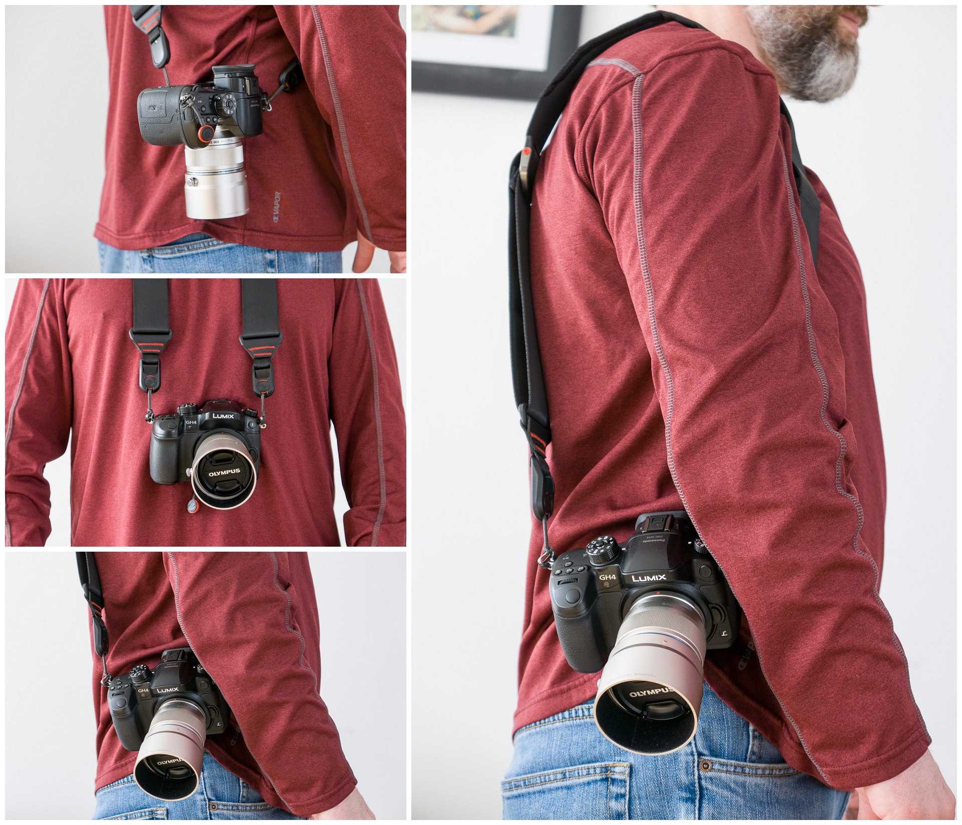 Ways to use the Slide: Sling, Neck or Shoulder strap