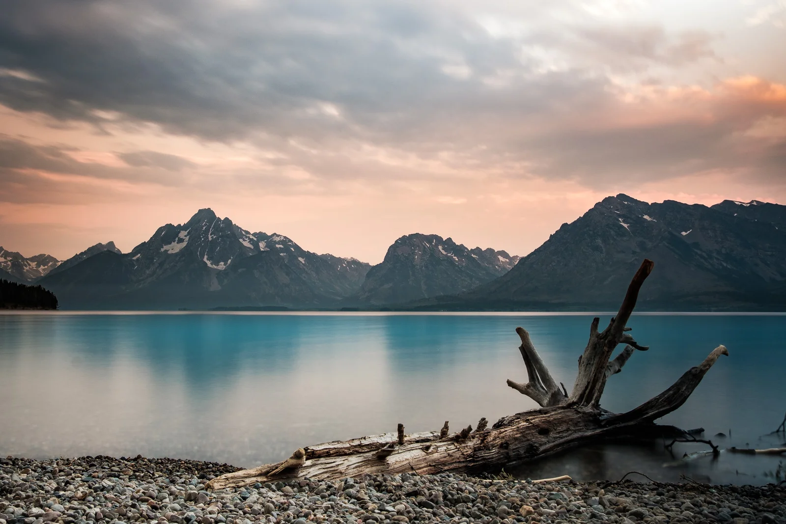 Sunrise in the clouds and the fire smoke in Grand Teton National Park