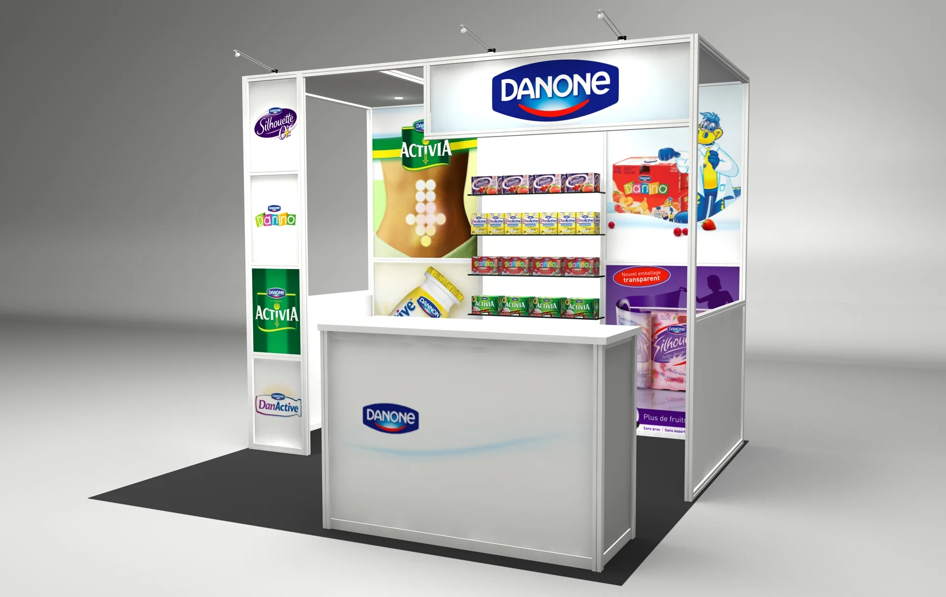 Danone 10' x 10' trade show booth rental with printed graphics