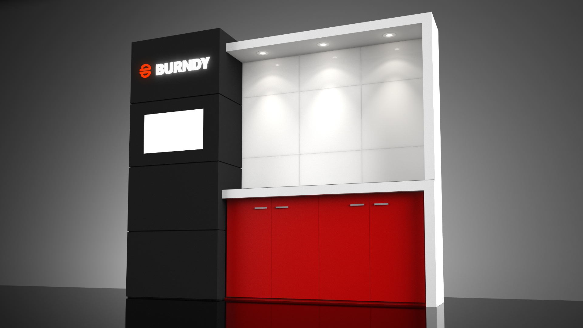 10' x 10' retail display kiosk with custom cabinetry and millwork