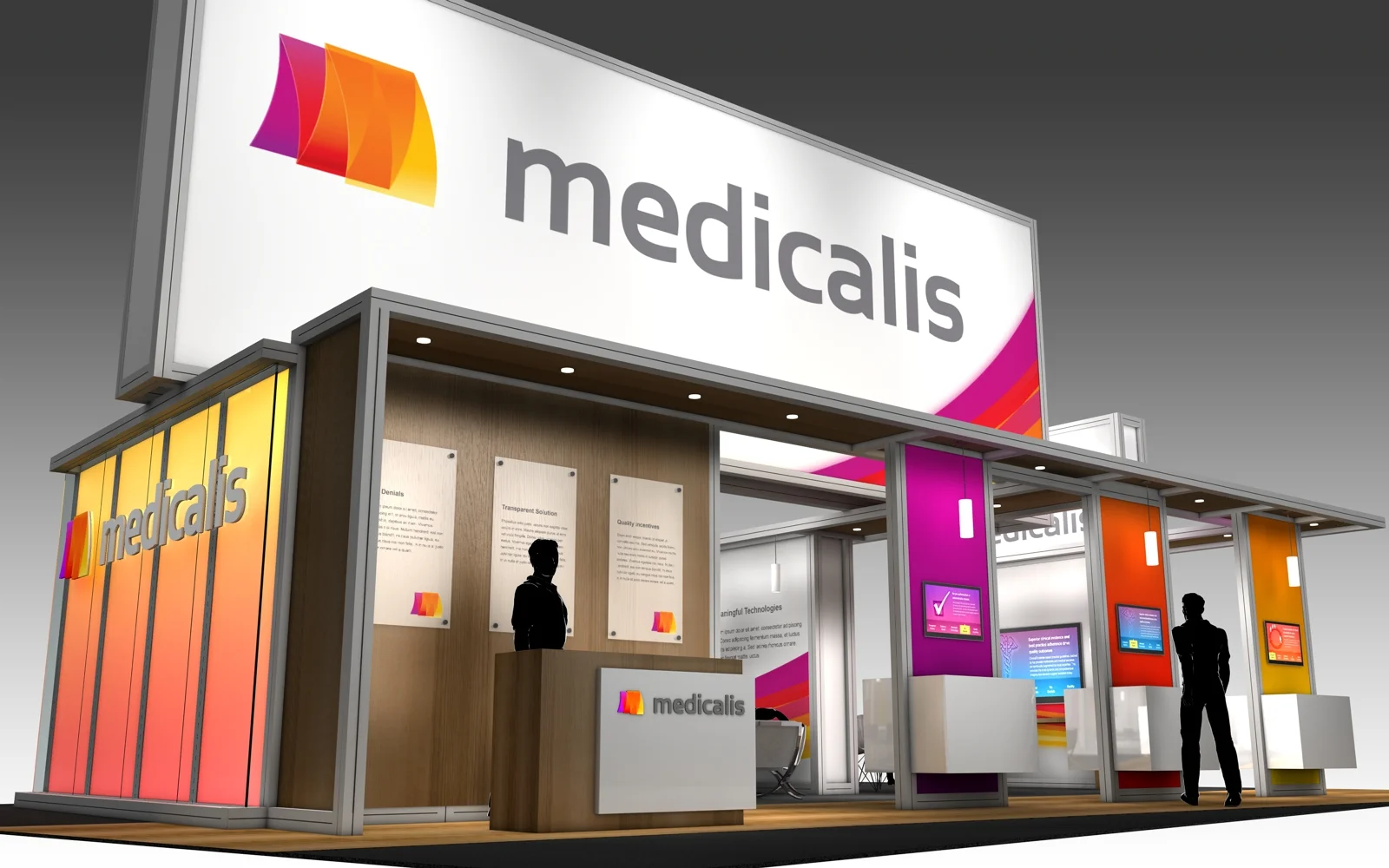30' x 50' rental exhibit with vibrant graphics and large corporate branding