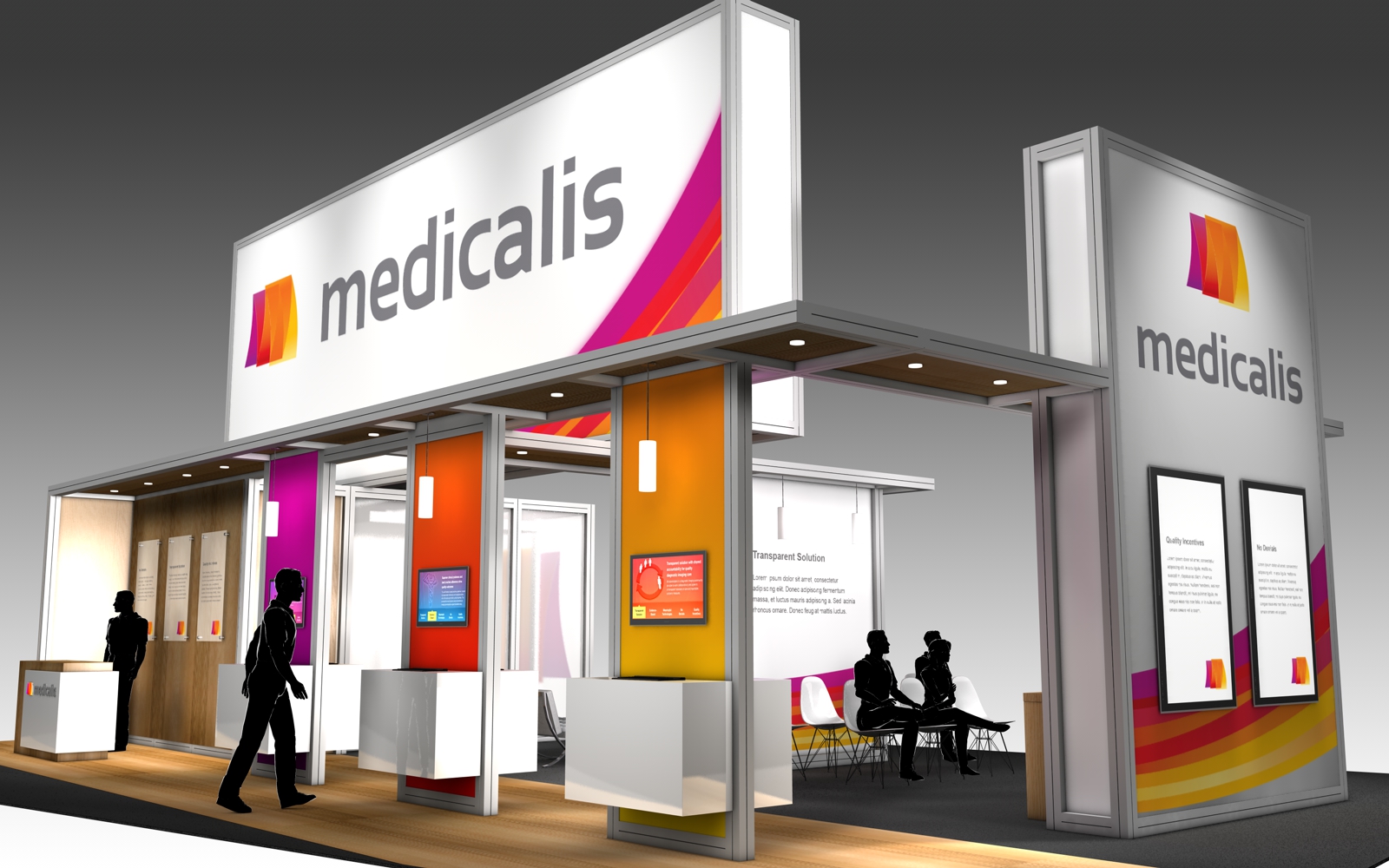 30' x 50' rental exhibit with vibrant graphics and large corporate branding for a U.S. Radiology Trade Show