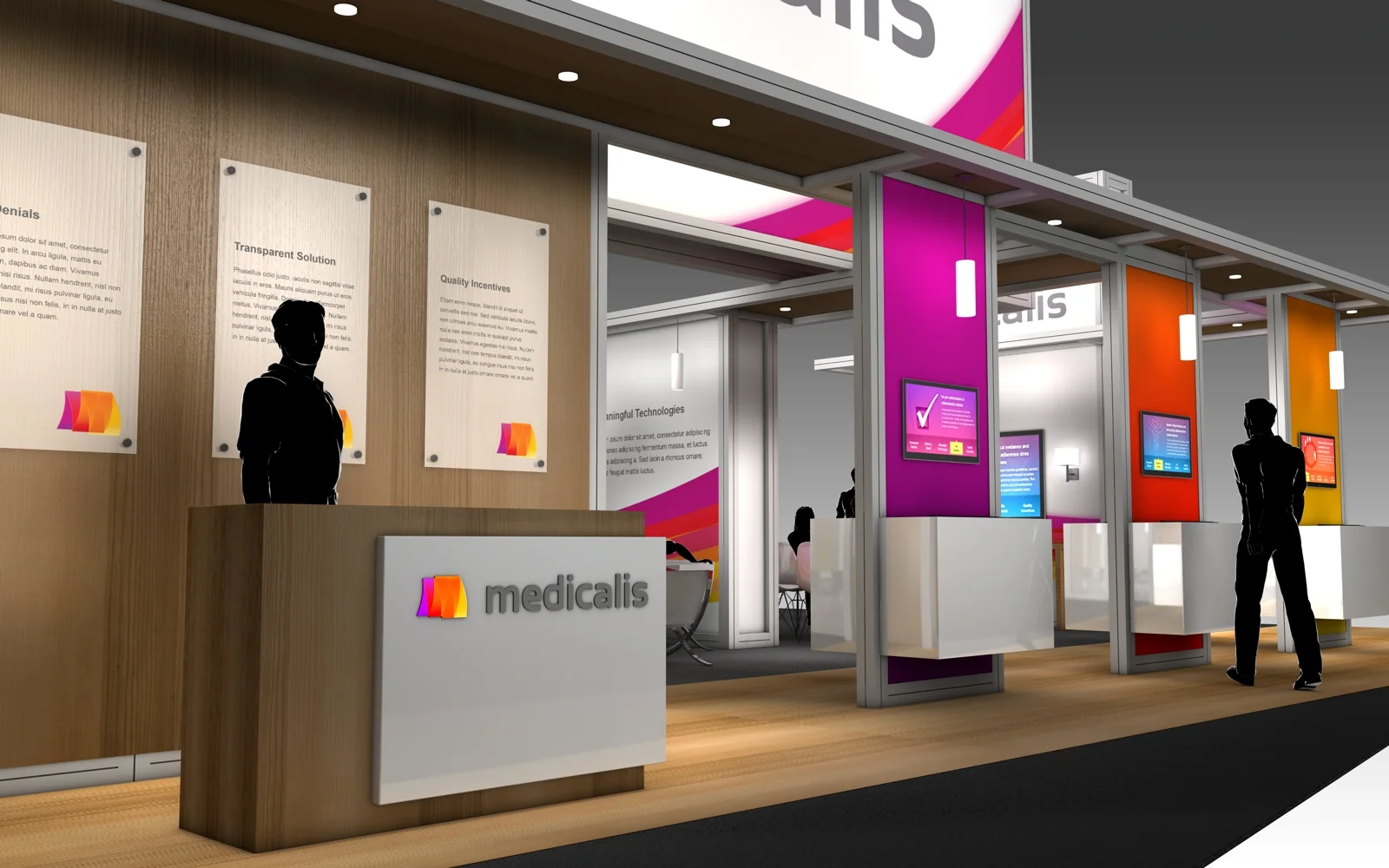 30' x 50' rental exhibit with vibrant graphics and large corporate branding for a U.S. radiology trade show