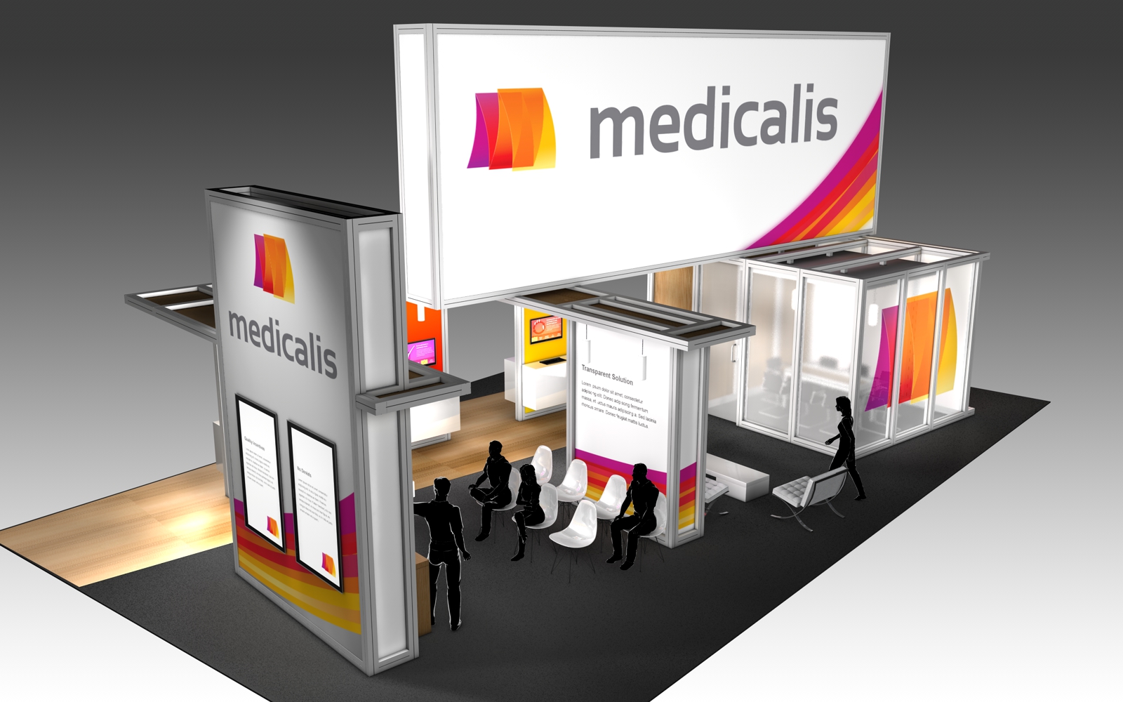30' x 50' rental exhibit with vibrant graphics and large corporate branding for a U.S. radiology trade show