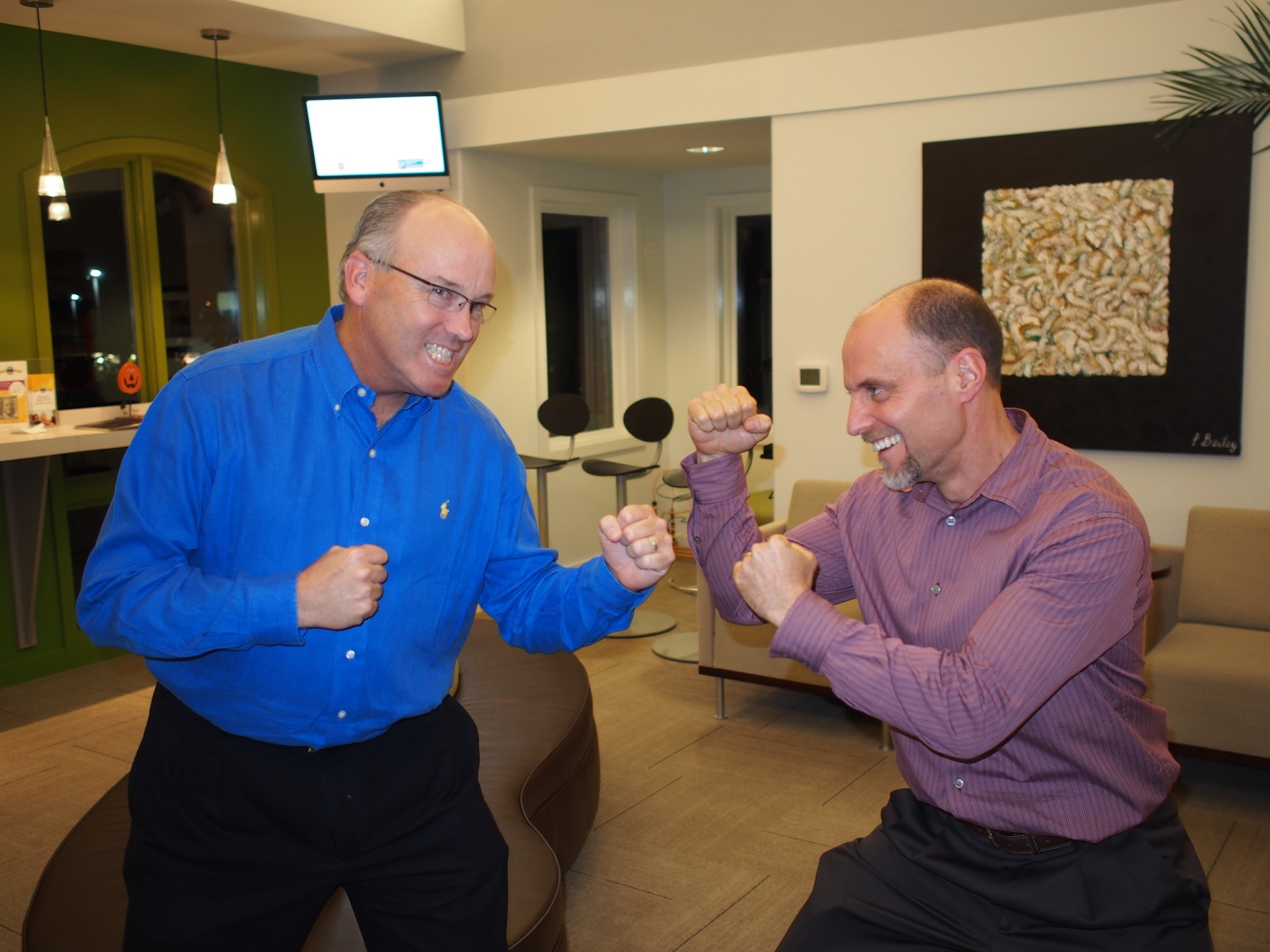 TOSC Members Dr. Colville and Dr. Salome demonstrate their desire to win The Great Debate at the next TOSC Annual Meeting in Austin, Feb. 21-23. Don't miss it!