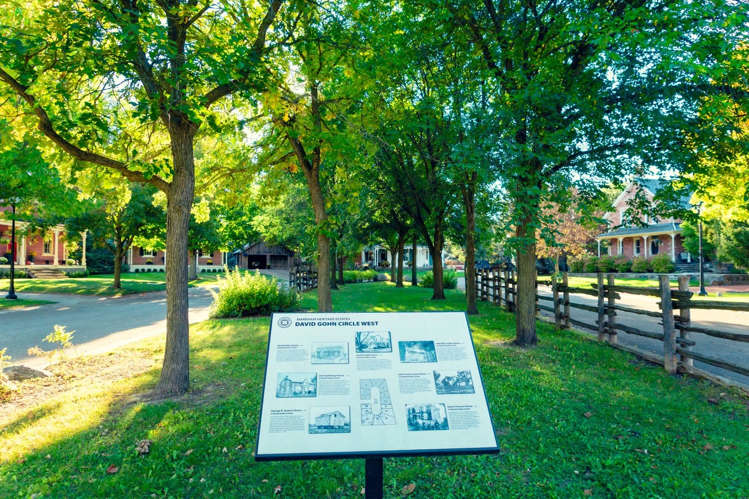 Heritage interpretive sign in Markham Heritage Estates