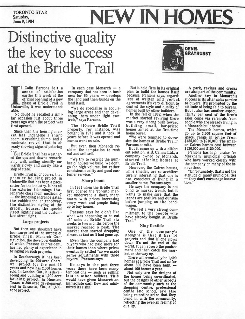 Historical Toronto Star Article