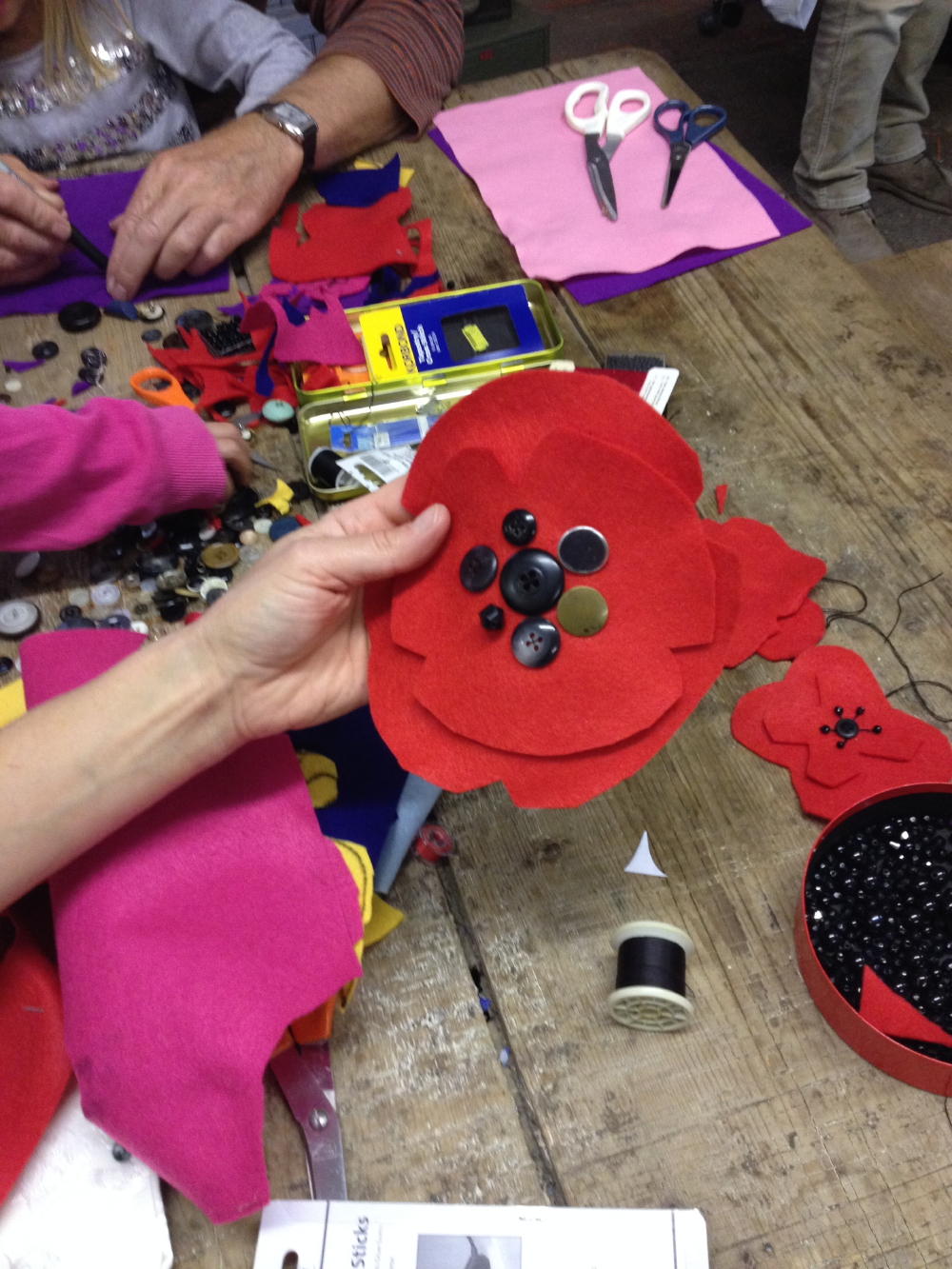 Poppies being made
