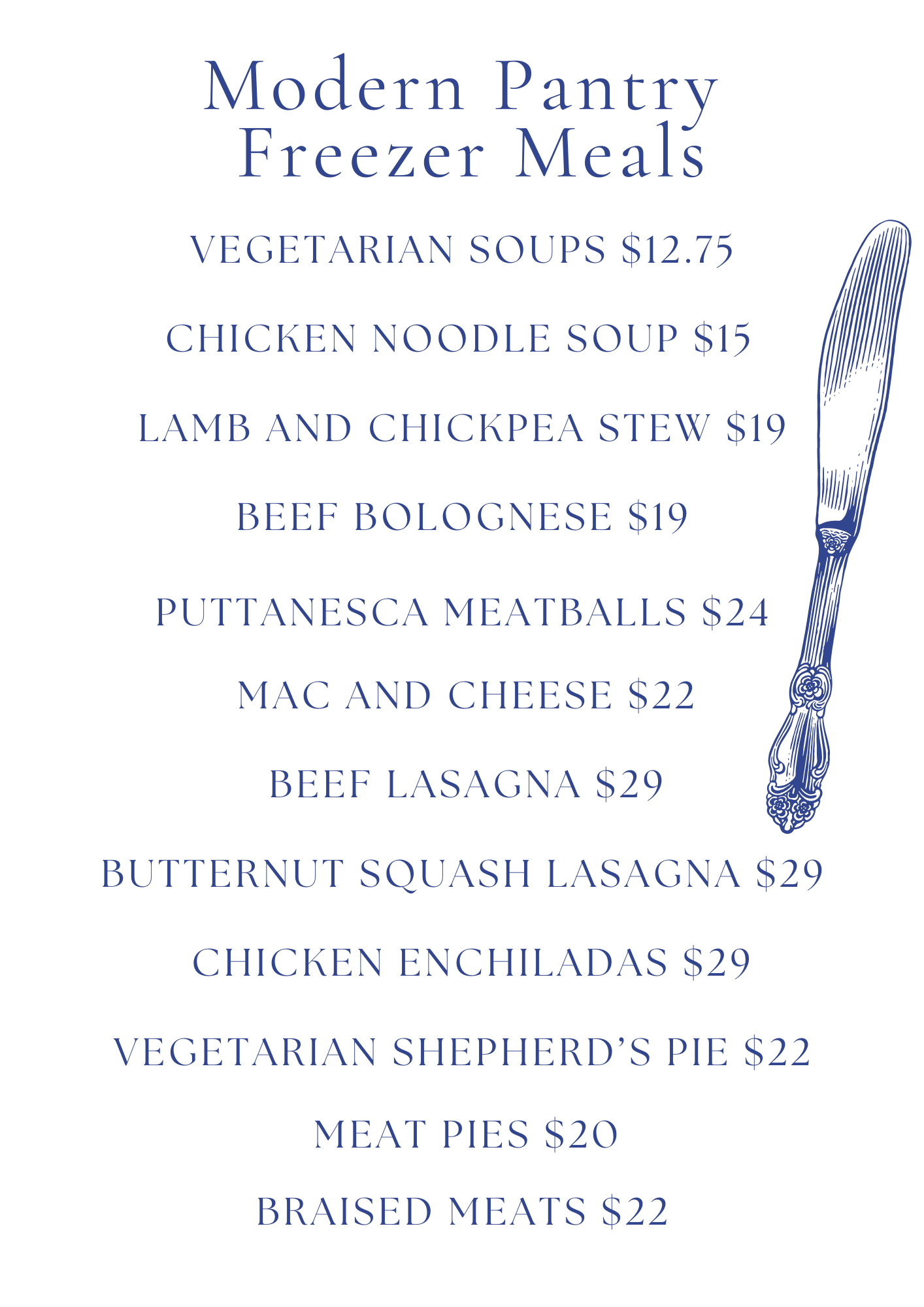 The Modern Pantry Take Home Sheets Freezer Meals