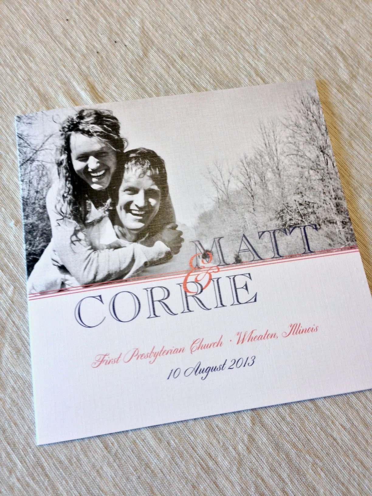 Front Cover to Matt and Corrie's program.