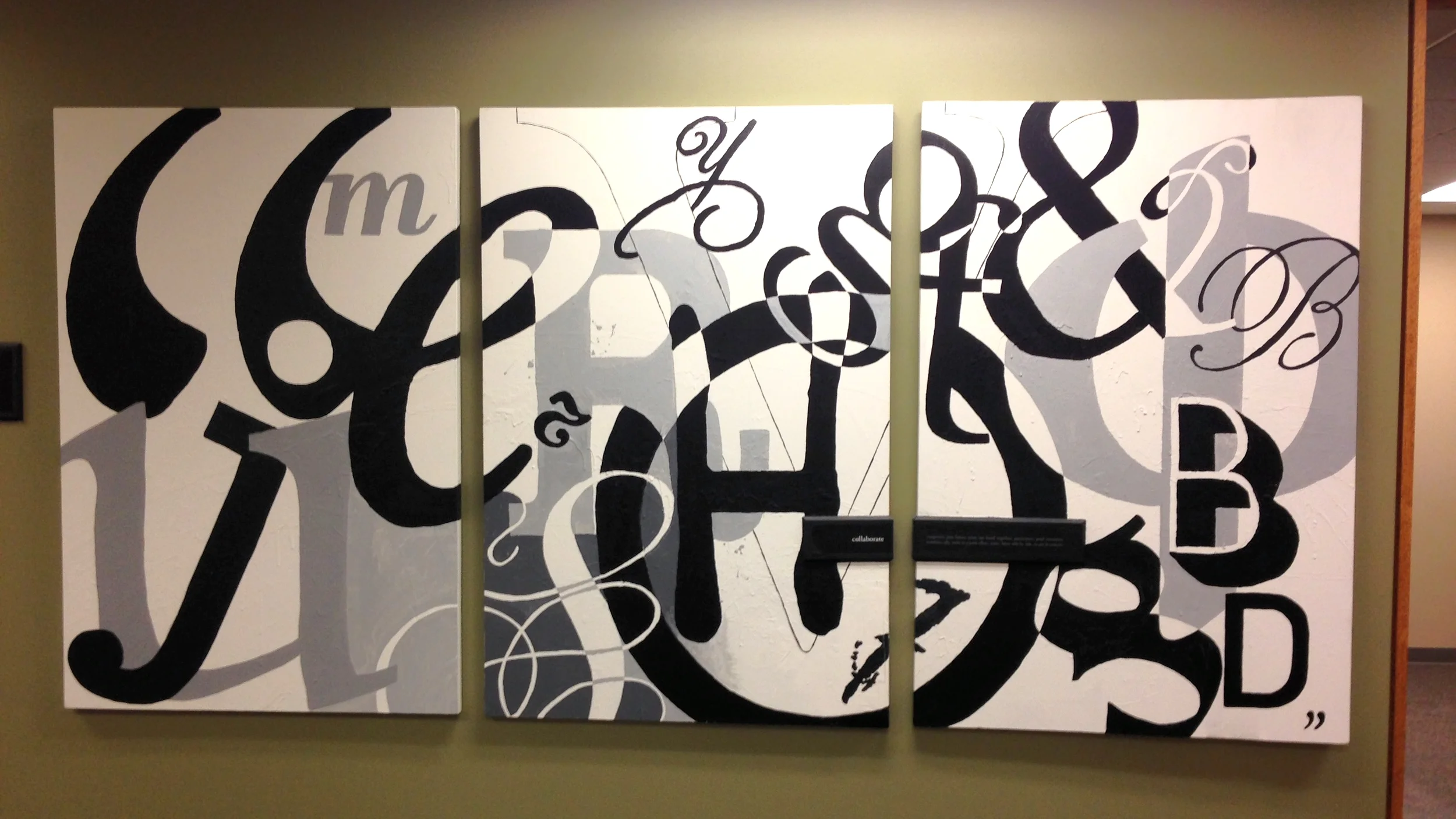 Tyndale House Publisher, Design Department | Carol Stream, Il *Note: Above is a piece of artwork that was created by having each design team member contribute to the process - a beautiful picture of collaboration and and what can be made together when a team is in sync. Hung in the main entrance to the design department, I always had a wonderful admiration for the artwork and the beauty it expressed both physically and metaphorically. 