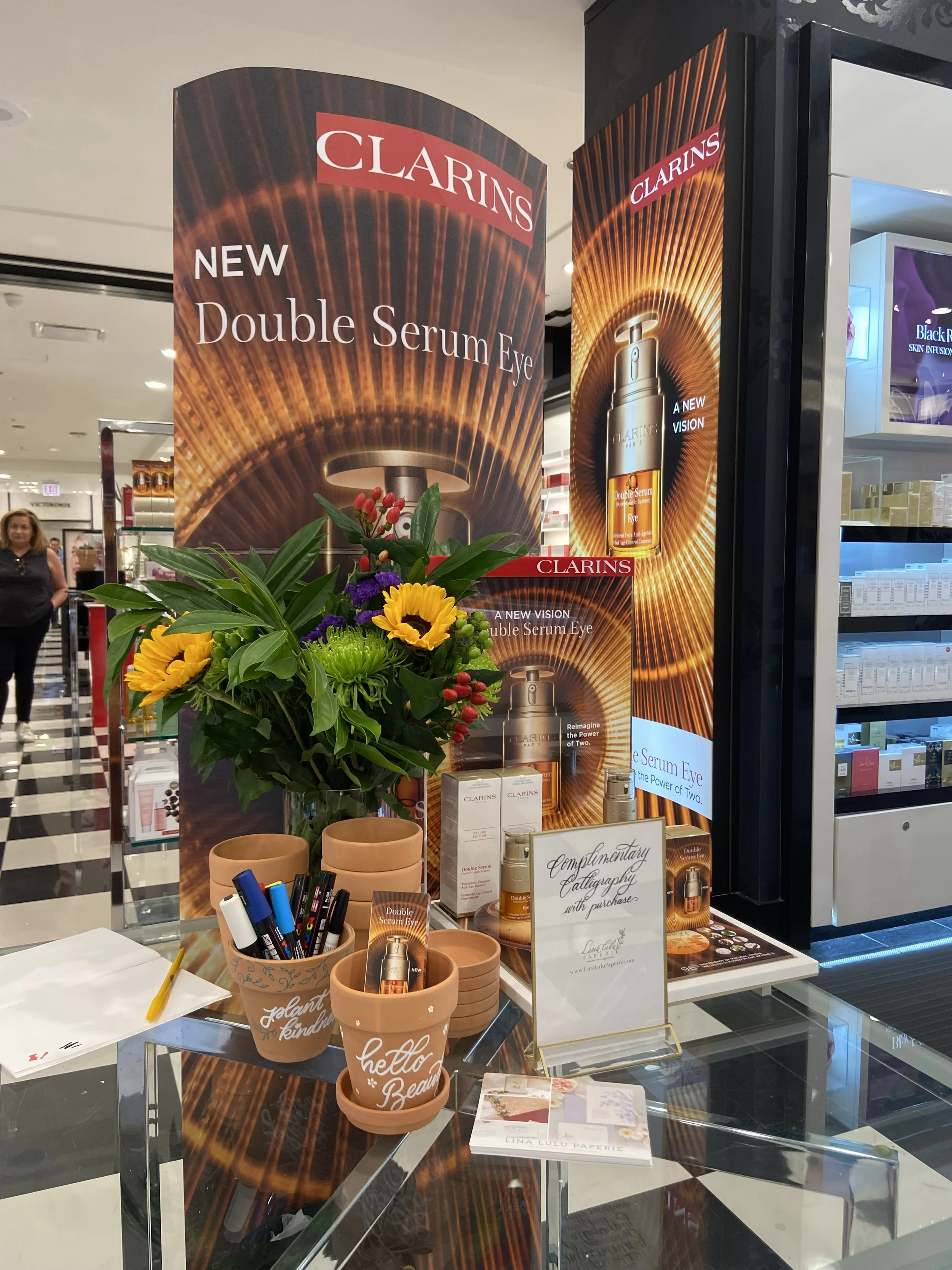 Live Calligraphy with Clarins at Bloomingdales Chicago — Linalulu Paperie