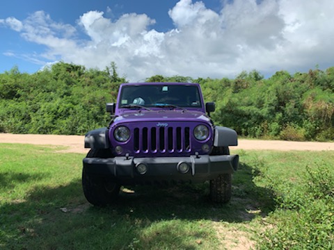 The Jeep parked by the beach