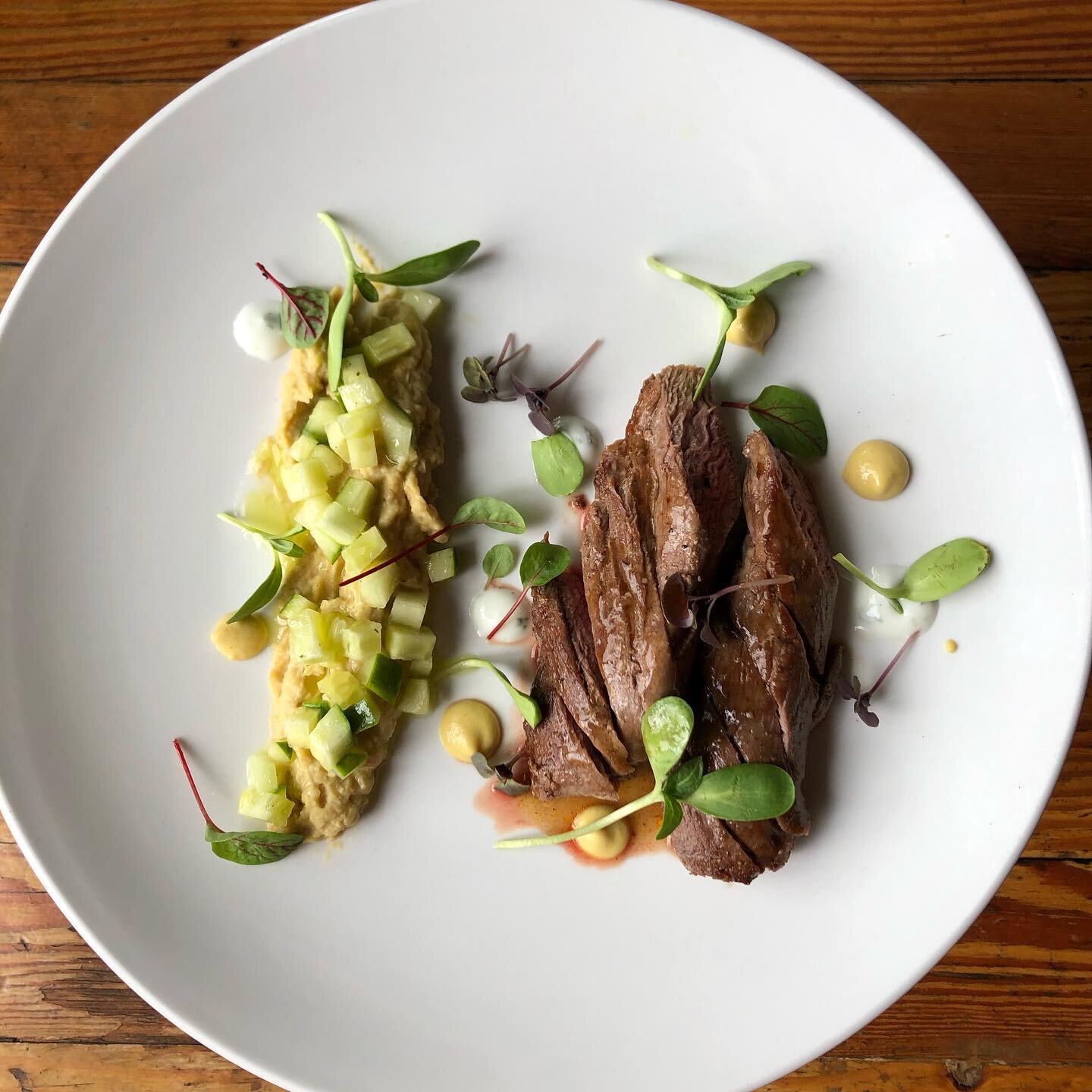 This weekend&rsquo;s chef special is a great one. Lamb tenderloin with roasted garlic, grainy mustard, cucumber, dill, Greek yogurt, glac&eacute; de viande, choice of 2 sides.