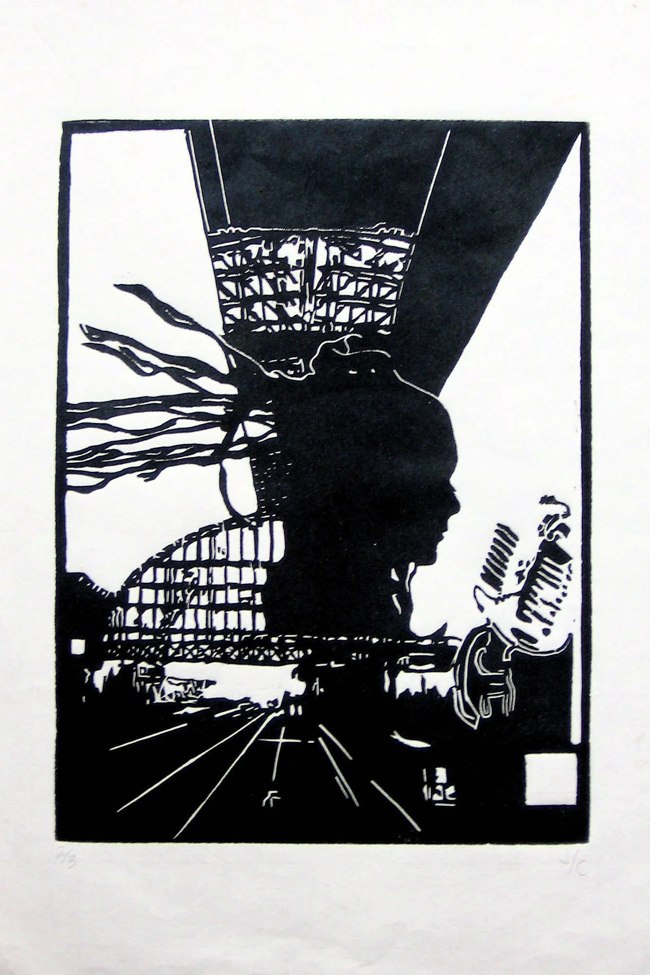 Train Station Song | 2008 | linoleum print