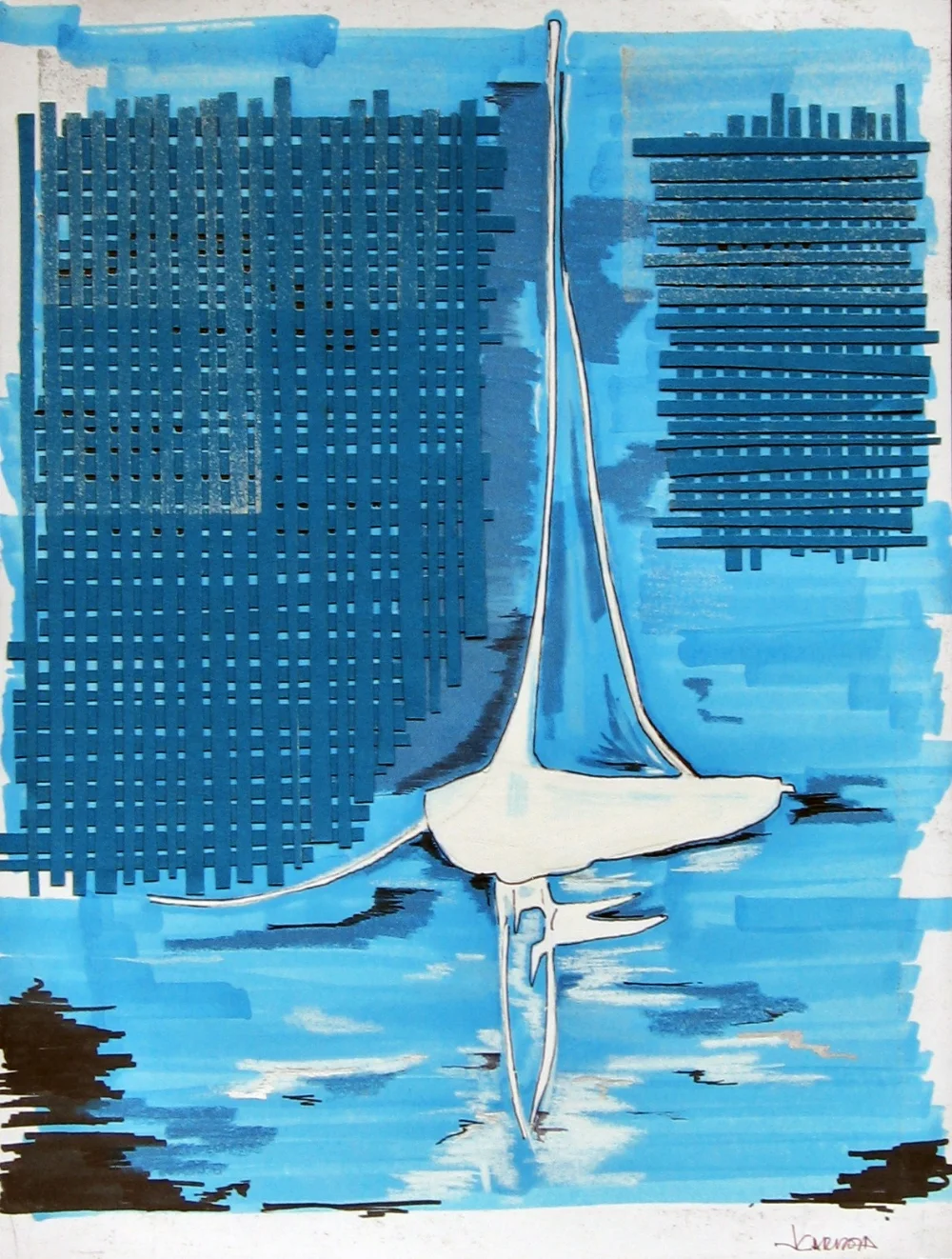 Sailboat #2 | 2009 | colored pencil + collage