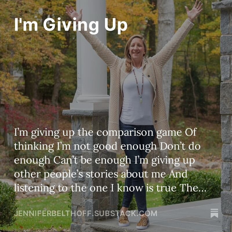 More words are up on my Substack about what I am giving up these days.  Head on over to read more and comment below what you are giving up that no longer serves you.