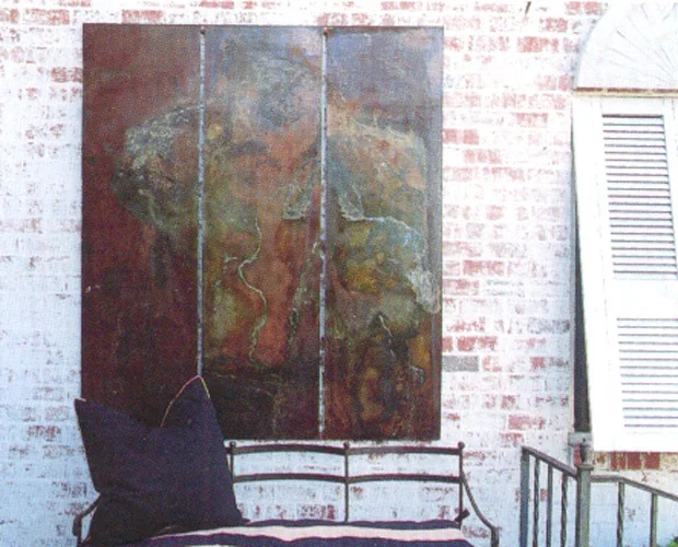 Horses Triptych - pigment and chemicals on sheet metal Sold
