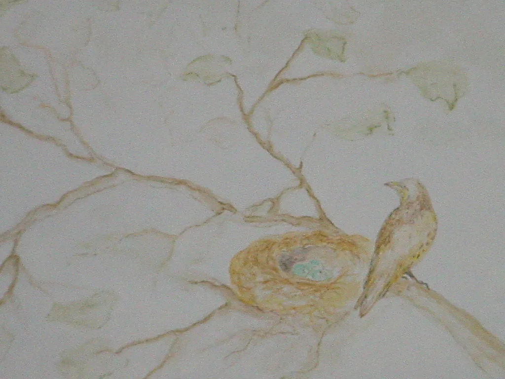 Detail of custom designed mural for bedroom