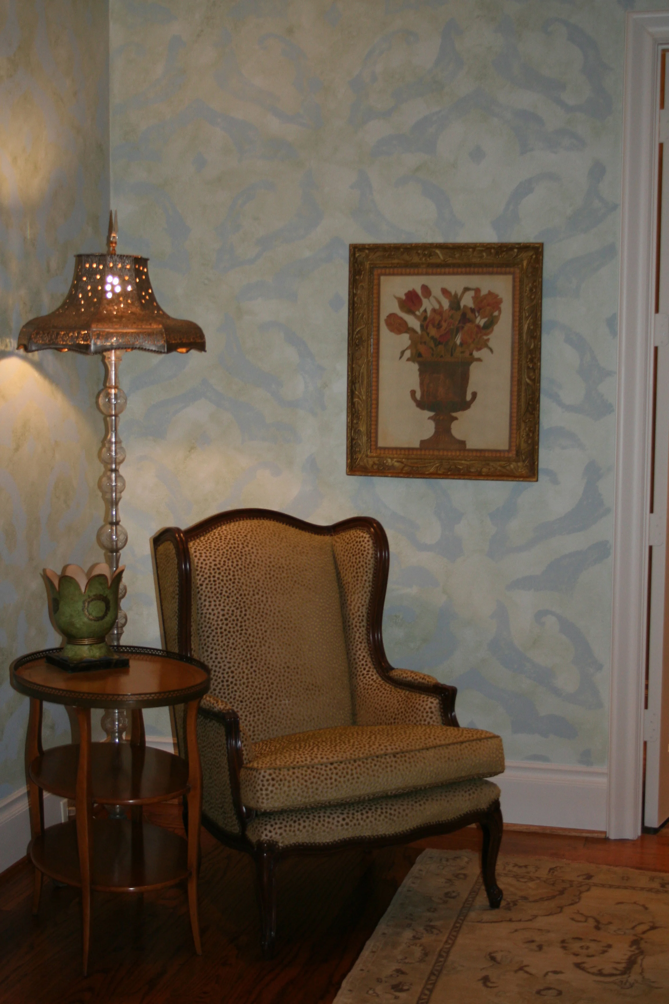 Custom designed and hand painted pattern for walls