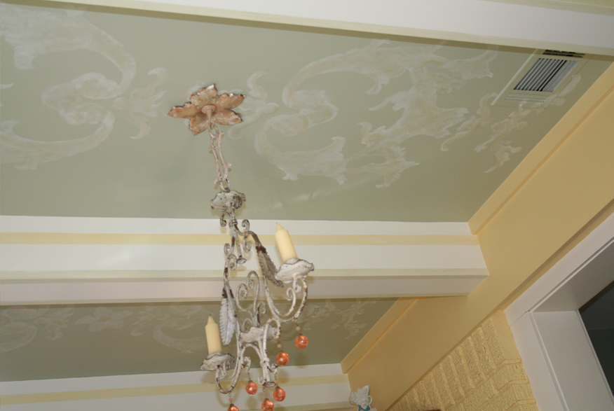  Custom designed hand painted ceiling pattern 