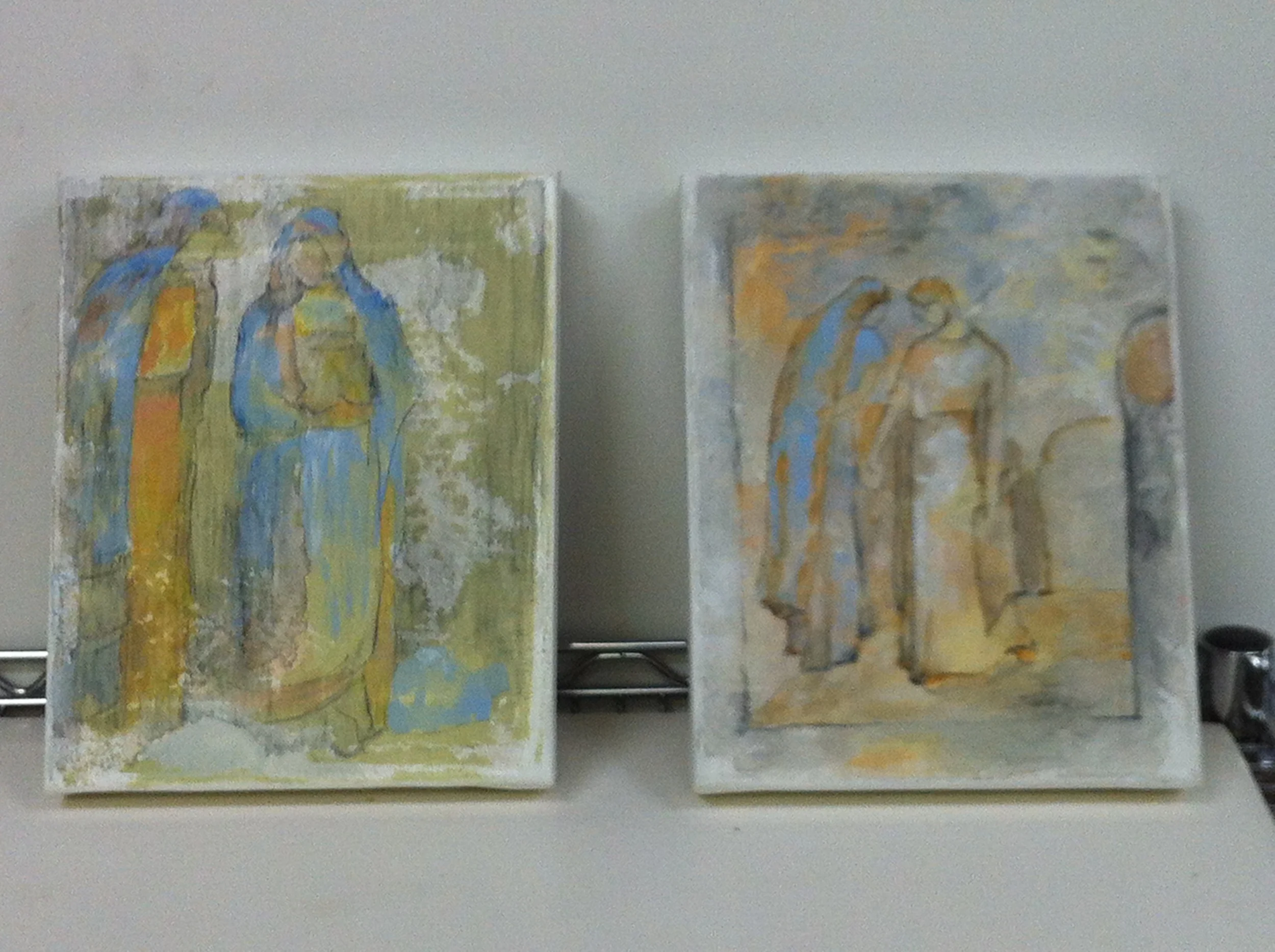   Past Conversation 2 and 3  - mixed medium on canvas (8"x10")  SOLD 