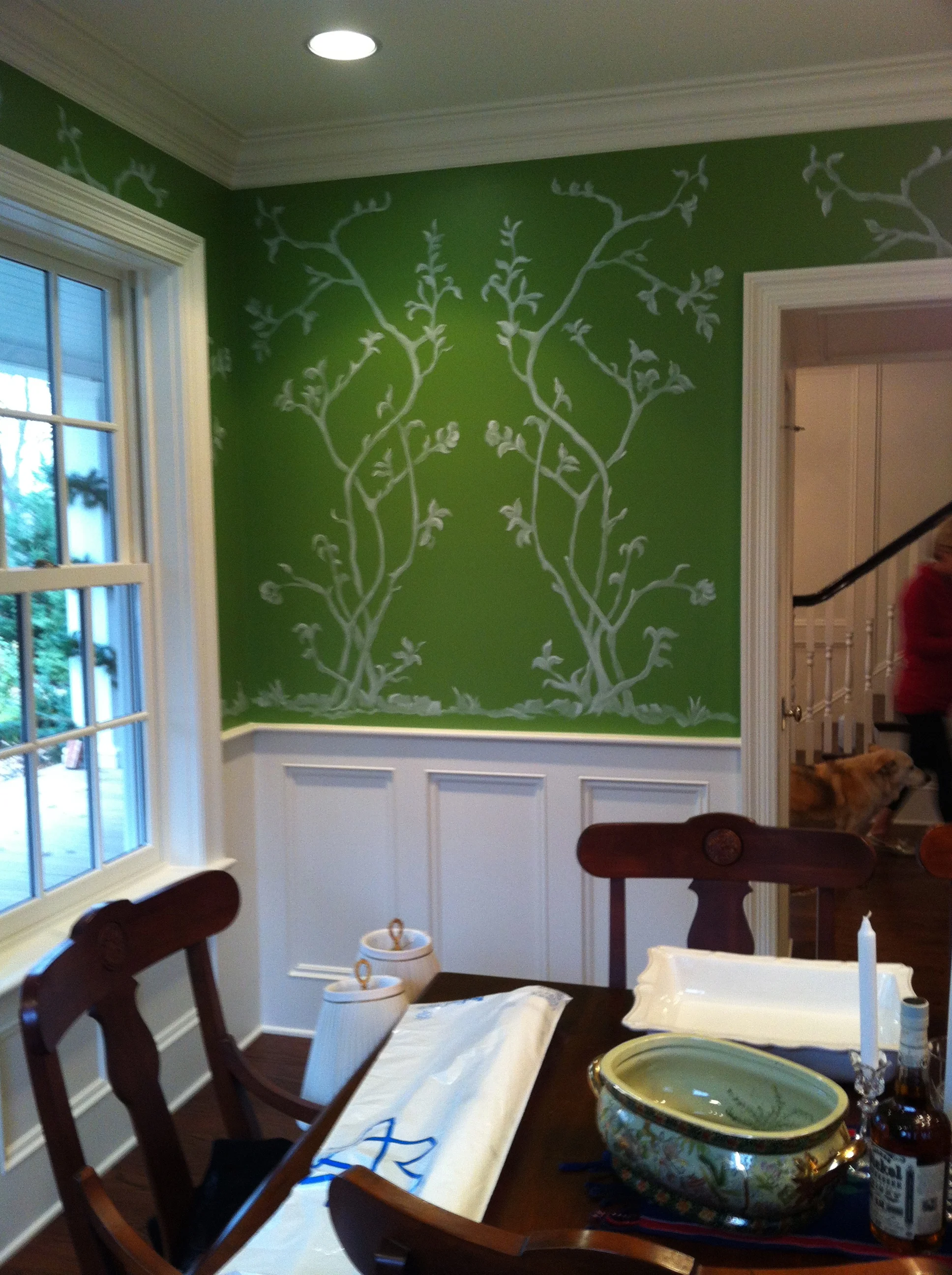 Custom designed and painted scene for dining room