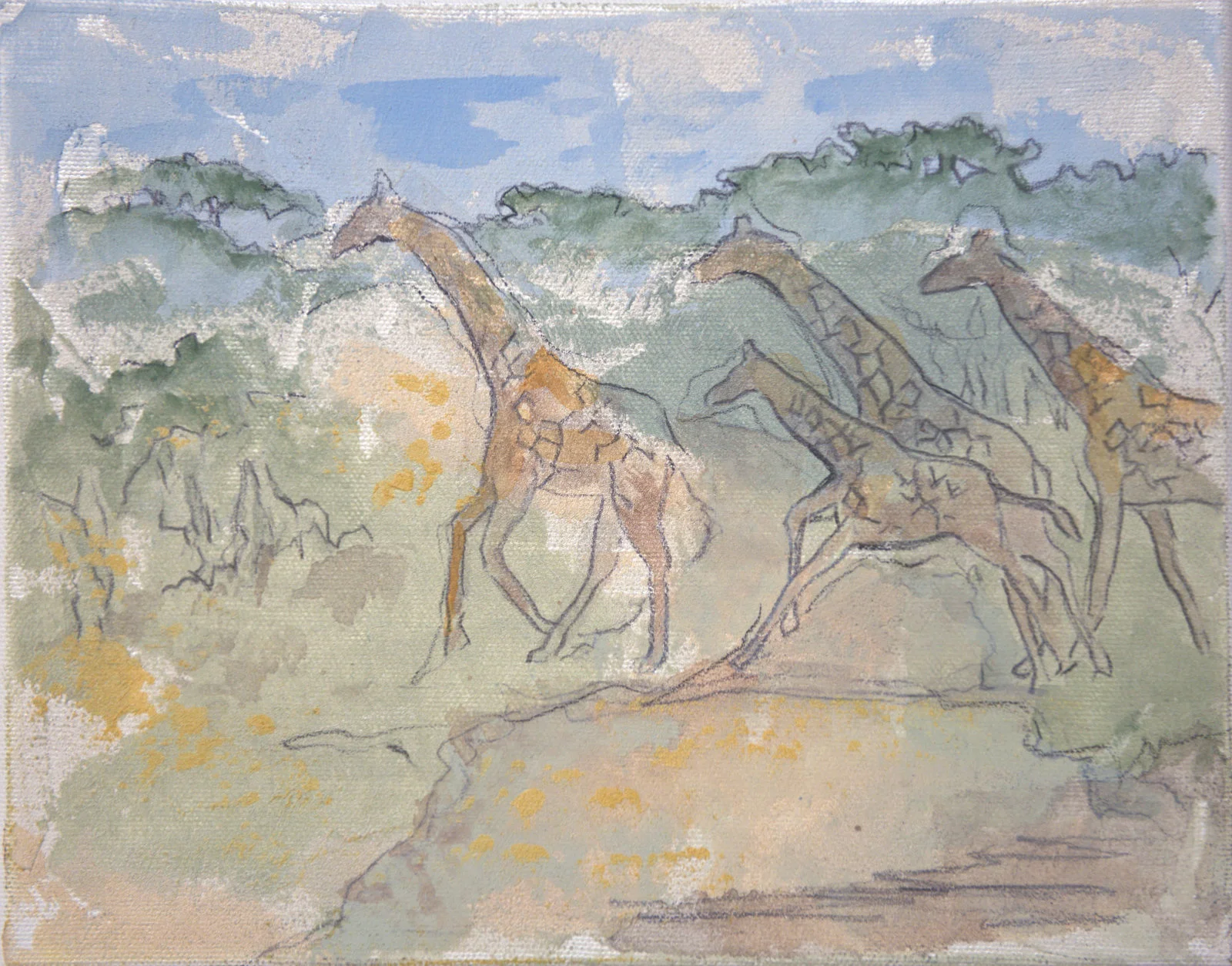 Henry's Giraffe - mixed medium on canvas (8"x10")