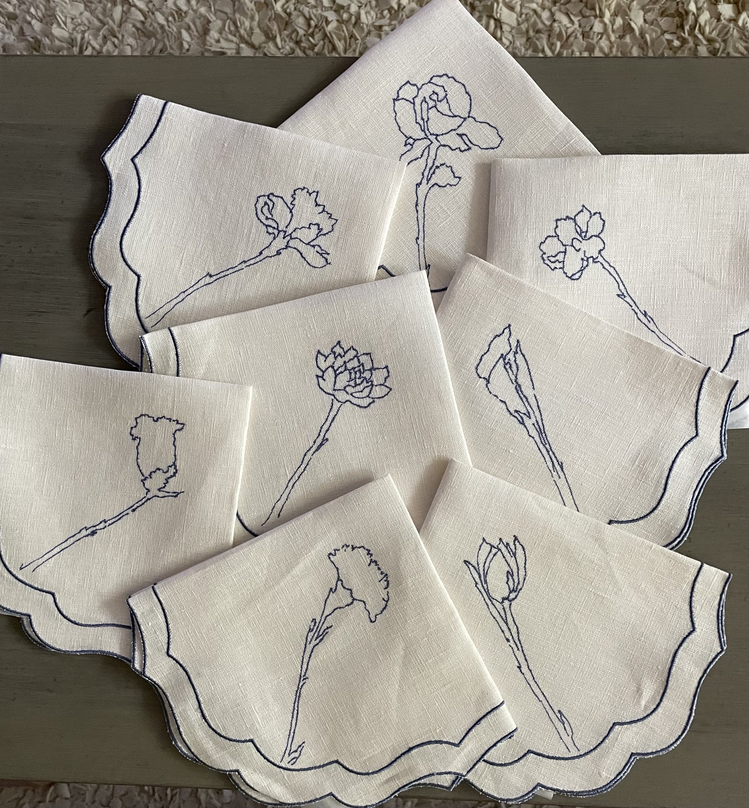 8 custom handpainted napkins 