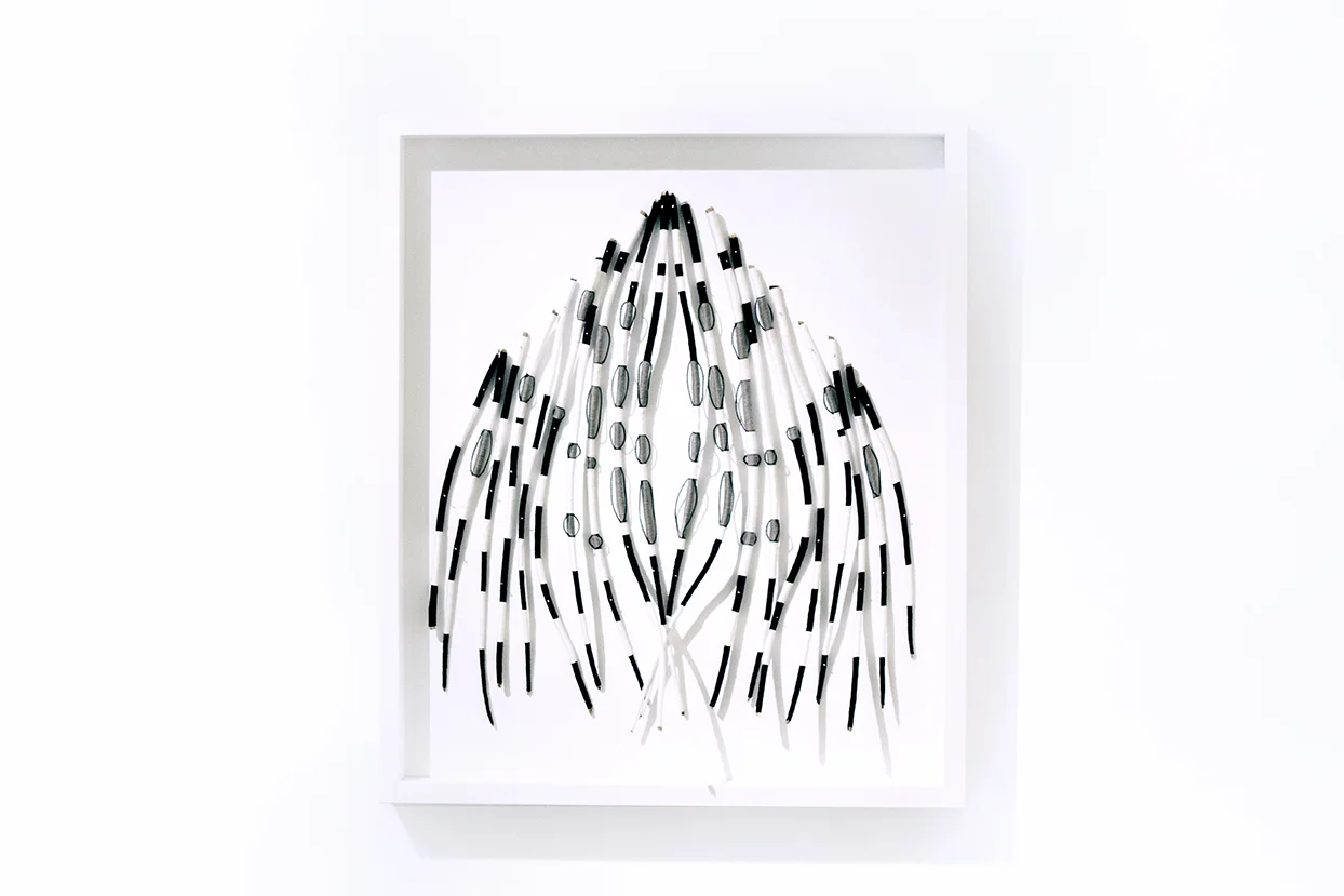 HYPERCOMBE, 2016, yarn and found pine branches, 69cm x 59cm