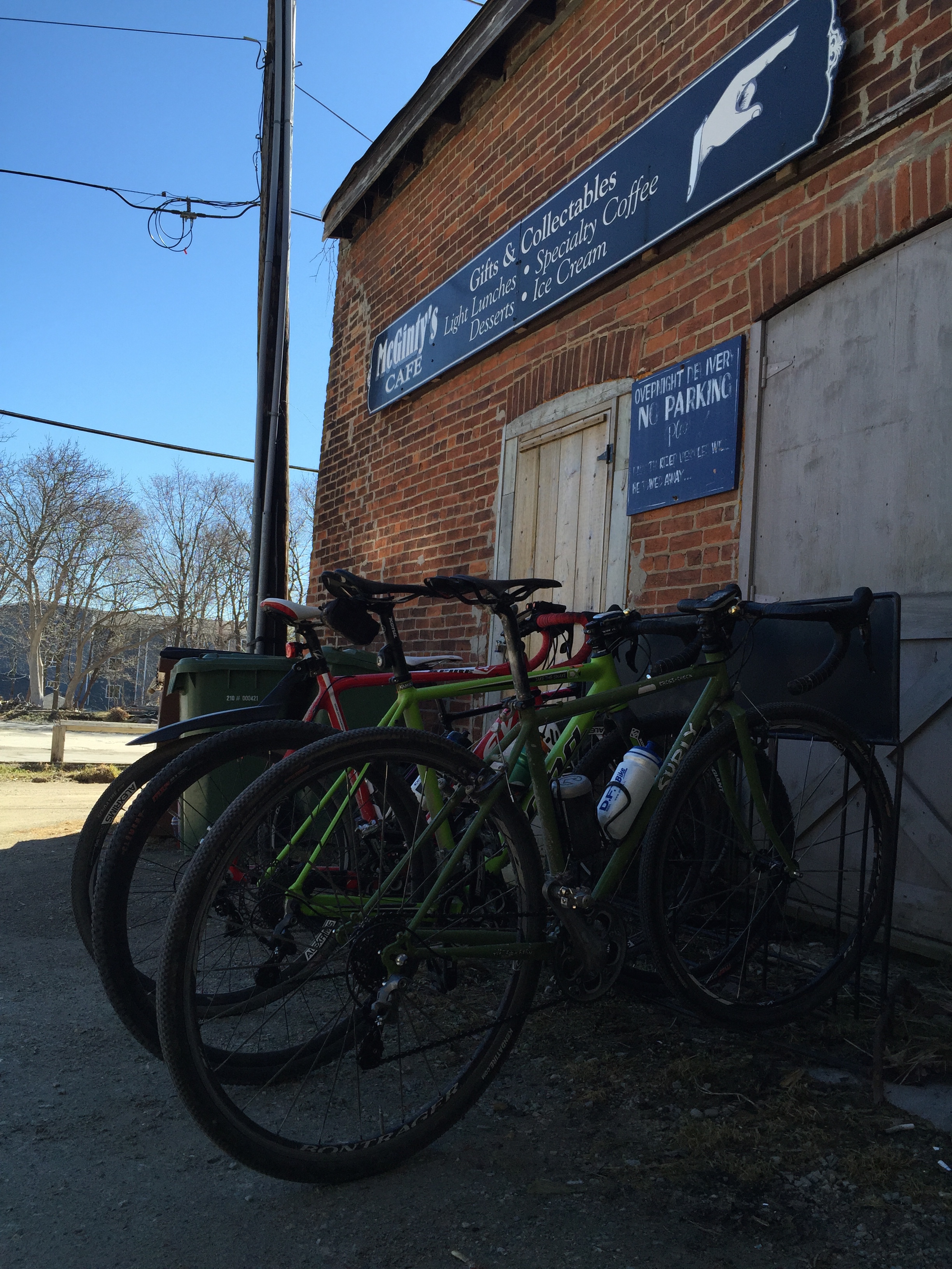 Bike parking around the back of the Cafe where the patio is