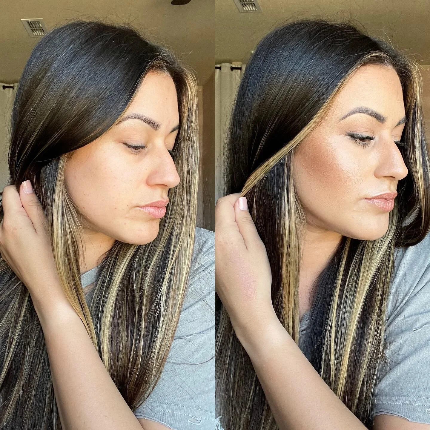 Before + after from today&rsquo;s LIVE in The Confident Mom Method Students Facebook Group! Unedited. Let&rsquo;s normalize texture and imperfect skin, shall we? 

If you&rsquo;re a student, head to the private Facebook group and rewatch the LIVE! I 