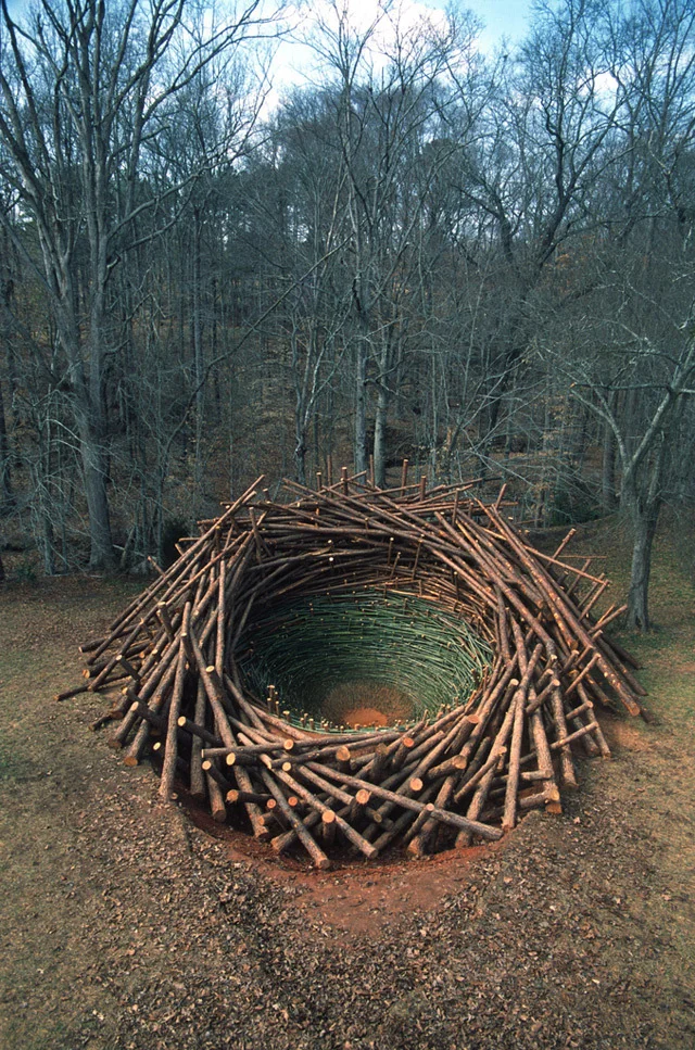 forwhenifeellikesharing:

Nils-Udo Clemson Clay Nest, 2005
More images here.
