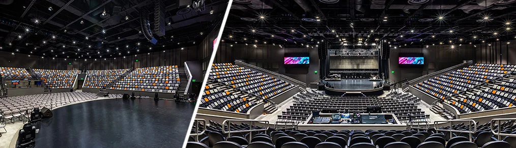 Auditorium concept showing 1,800 seats (actual auditorium will be 1,000-1,200 seats) - modeled after Elevation Church Ballantyne campus in North Carolina (photo by LSP3)