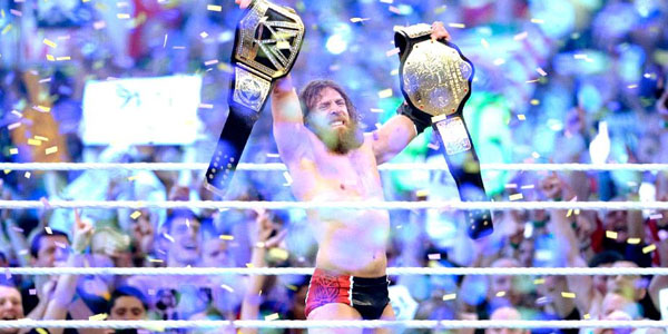 Daniel Bryan celebrates his WWE World Heavyweight Championship victory at WrestleMania 30.