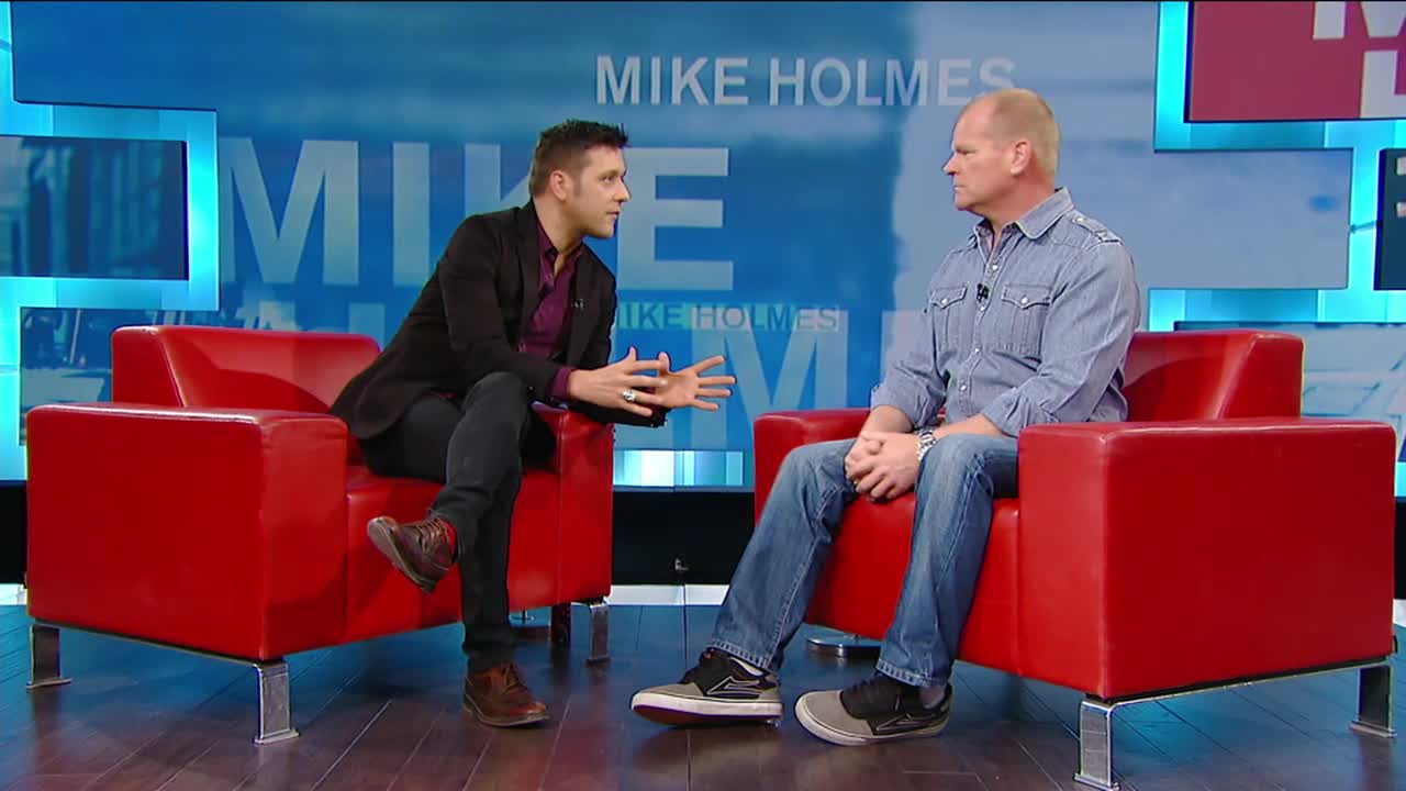 Strombo's signature red chairs.