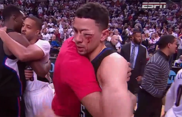 Austin Rivers looking every bit deserving of a commemorative statue in his honour.