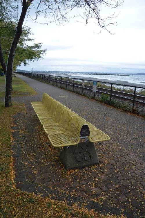 A bench at the beach in John's hometown of White Rock, BC
