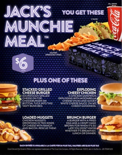The Jack in the Box late-night menu