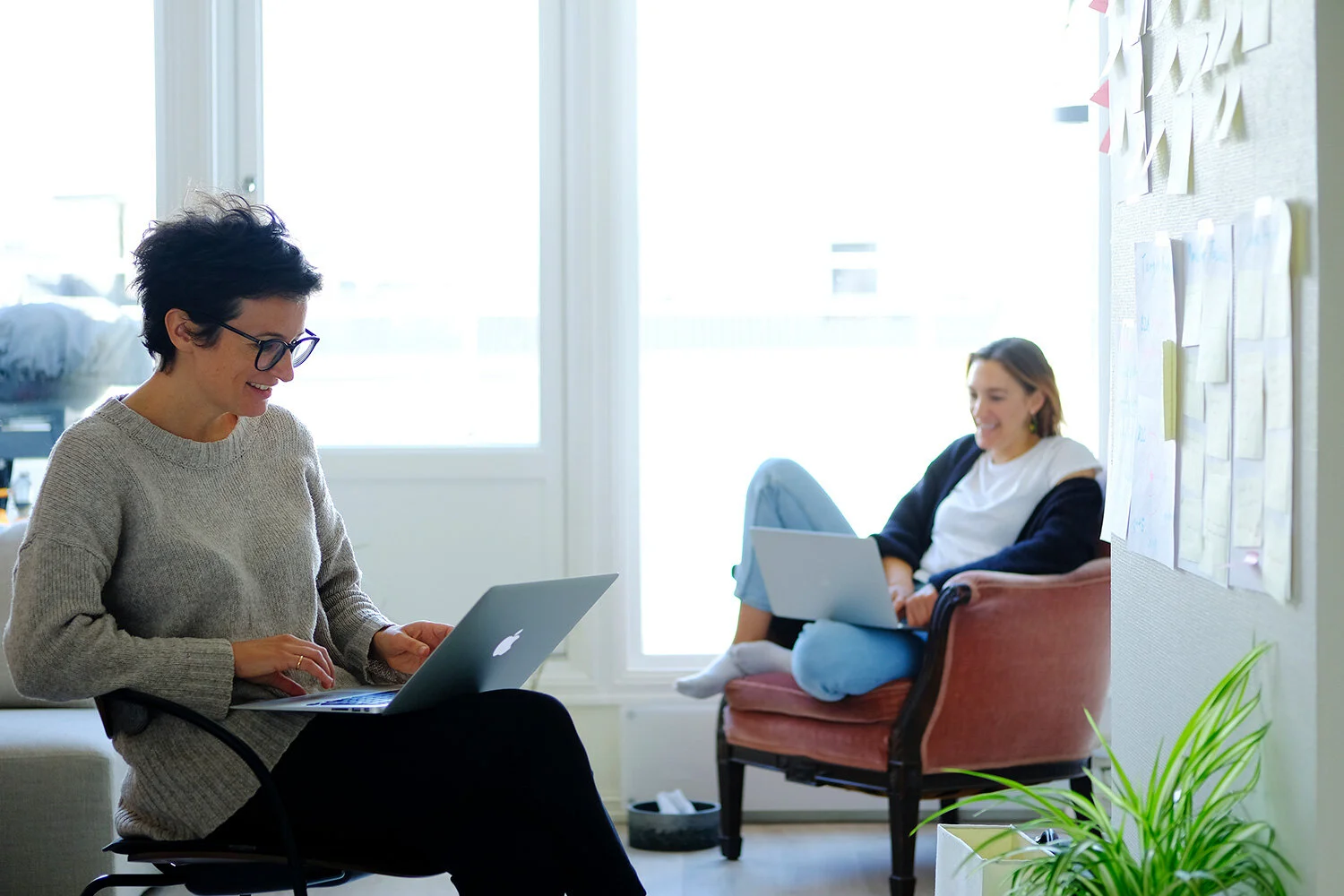 Becky and Charlotte (right) working on the WAM project