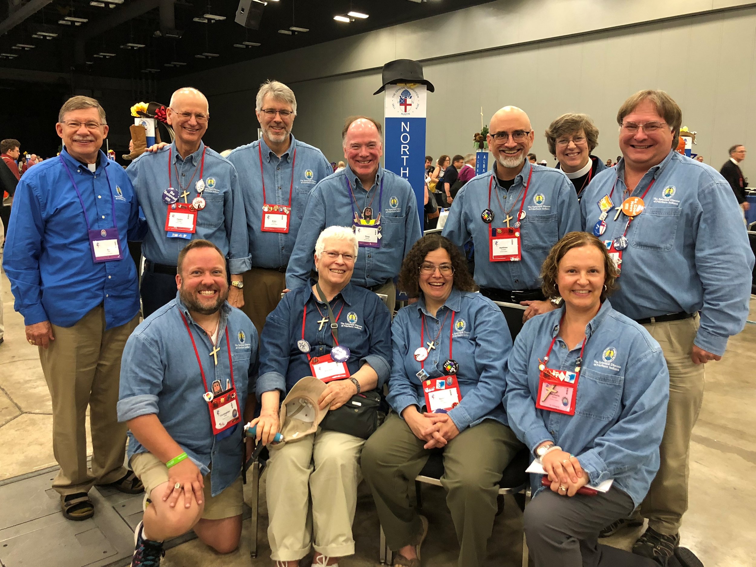 Deputation Denim Day (Back Row - Bishop Ed, Ted, Brian, Bishop Doug, Matthew, Susan, Tim: Front Row - Christopher, Pam, Terri, Michelle)