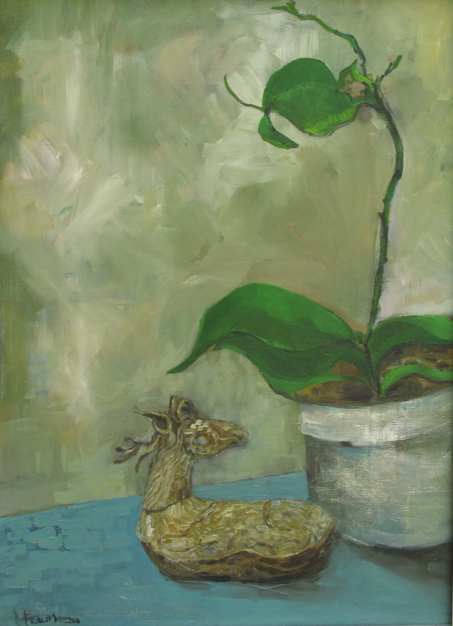 Sleeping Orchid  wood panel  16"by20" oil
