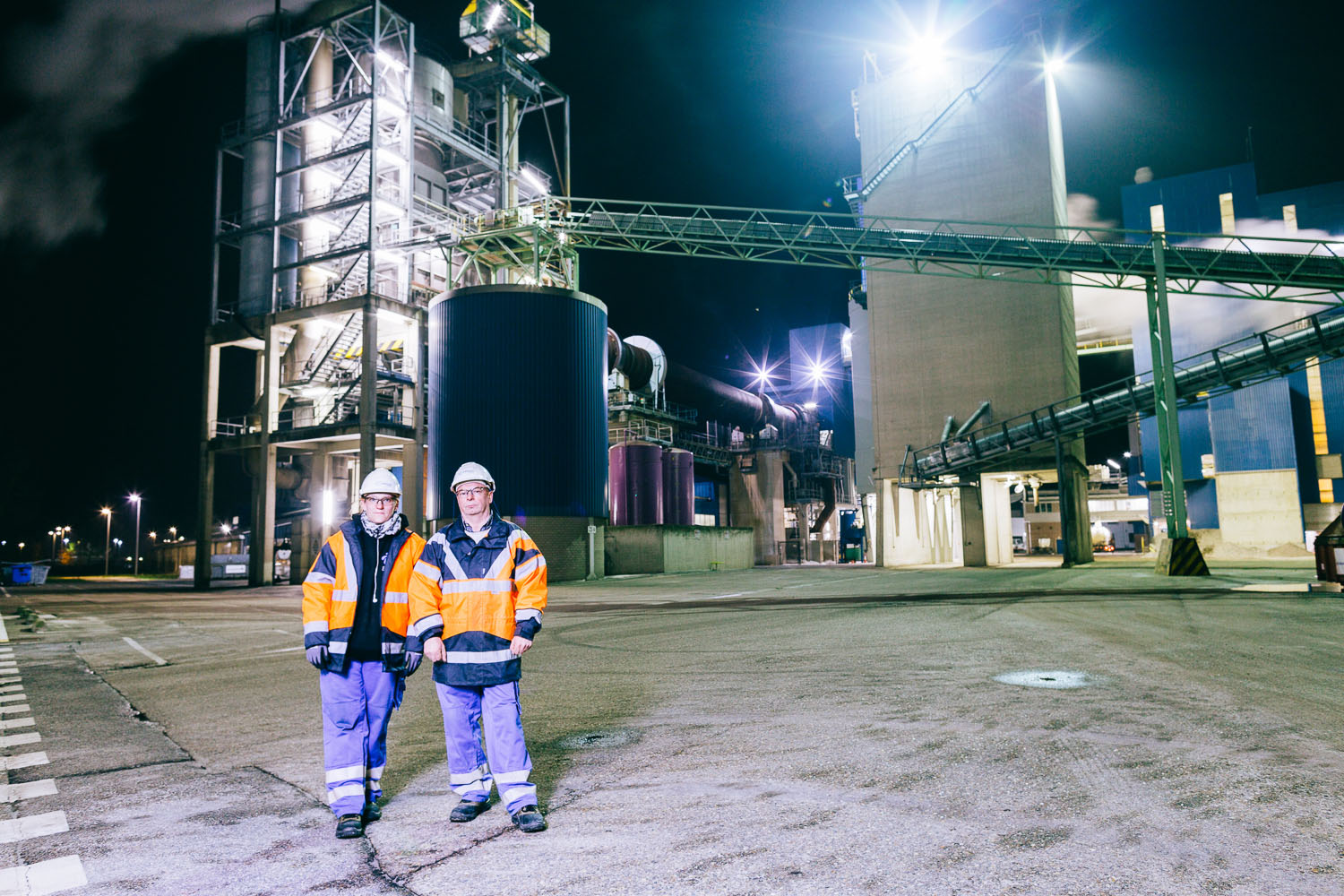 industrial night portrait