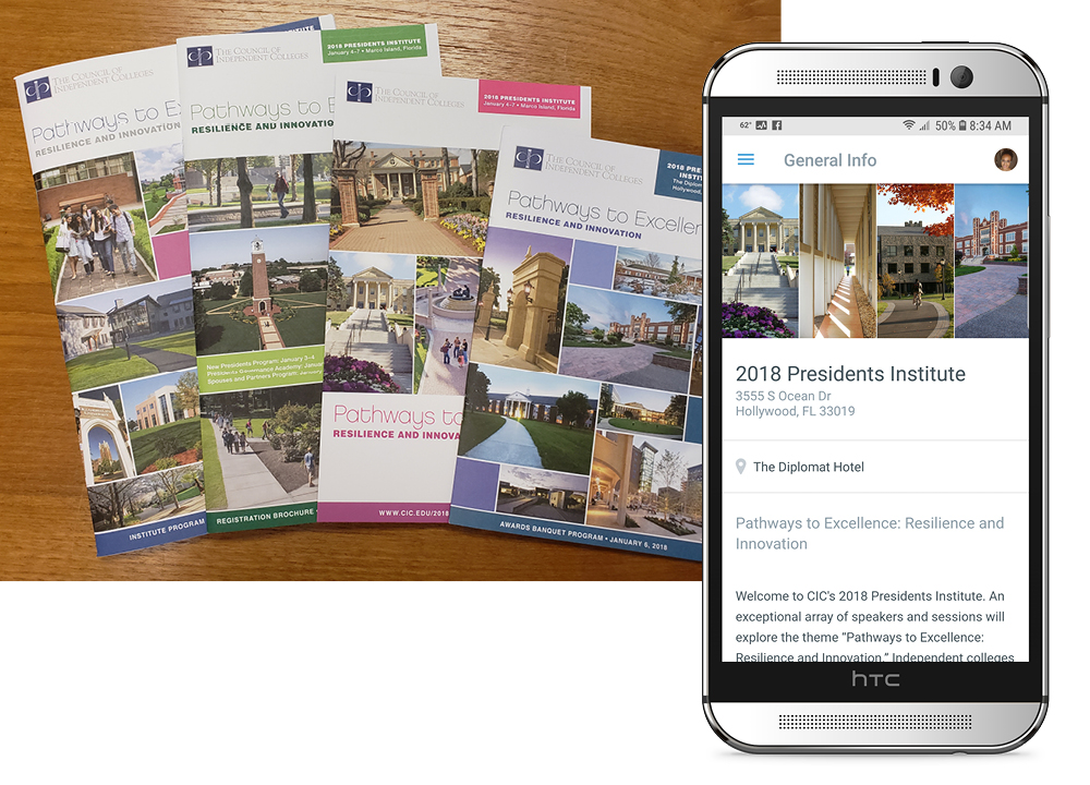 Each app is branded to match the conference marketing materials.